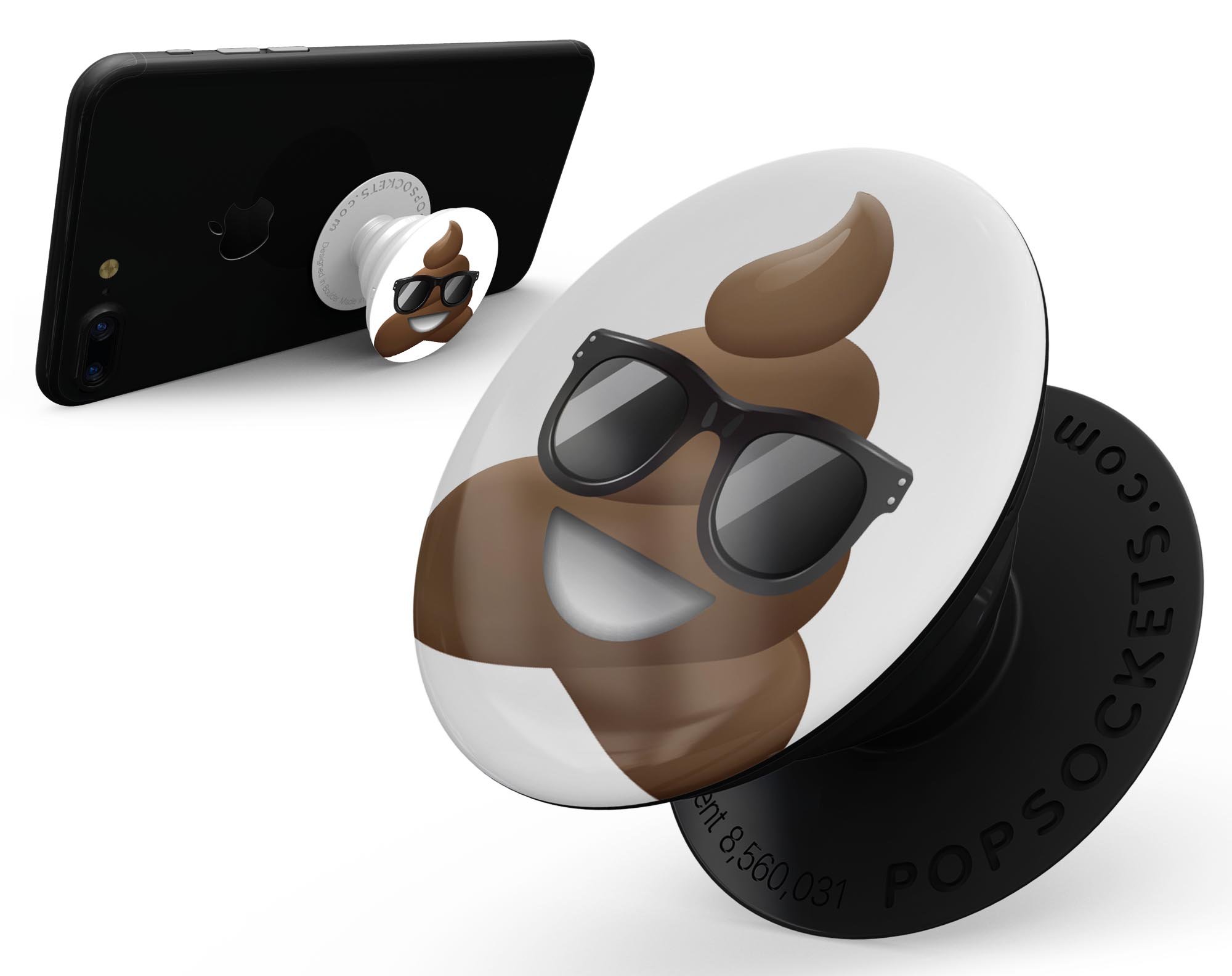 Cool Poop Emoticon Emoji Skin Kit for PopSockets, featuring a fun design on a premium vinyl material.