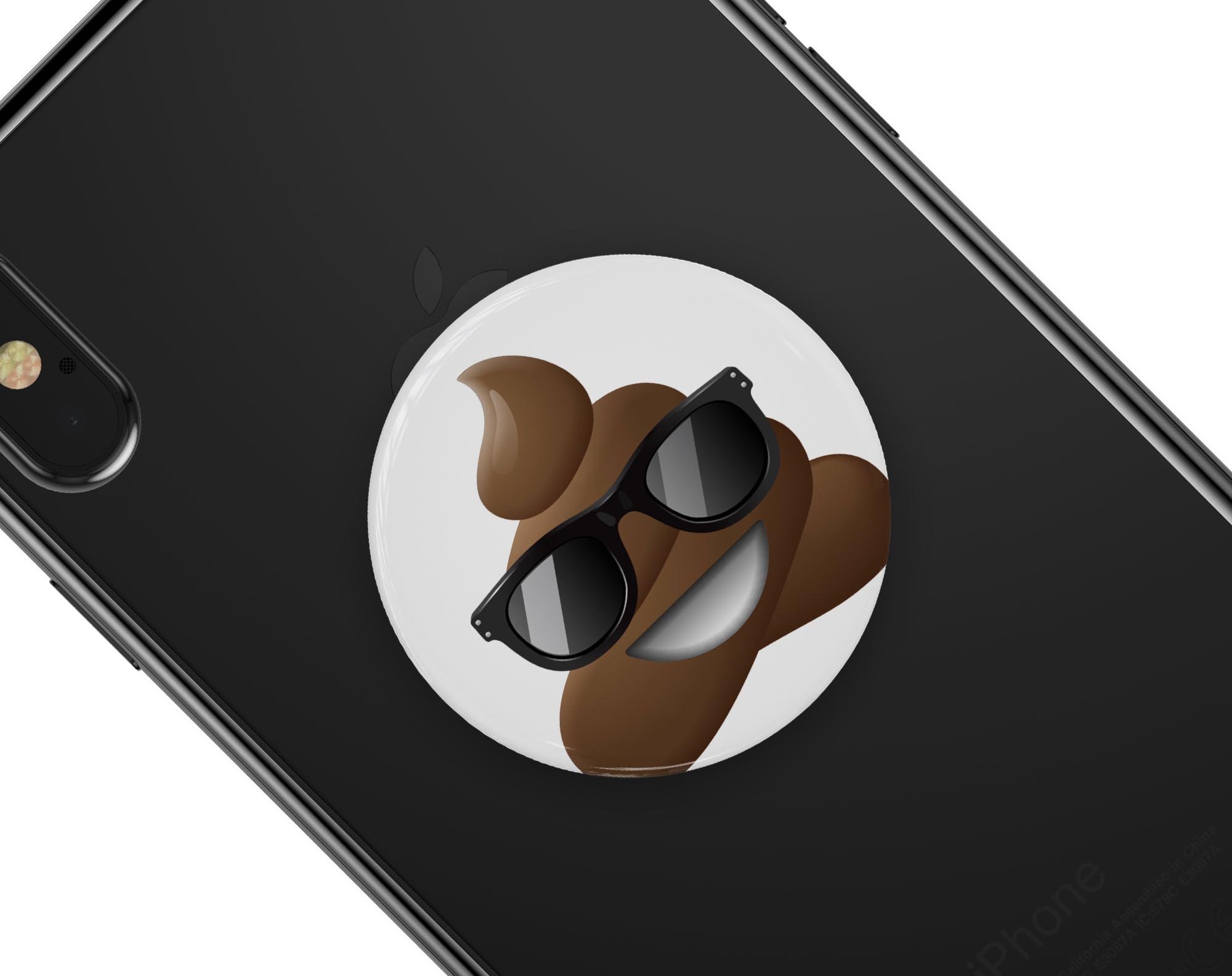 Cool Poop Emoticon Emoji Skin Kit for PopSockets, featuring a fun design on a premium vinyl material.