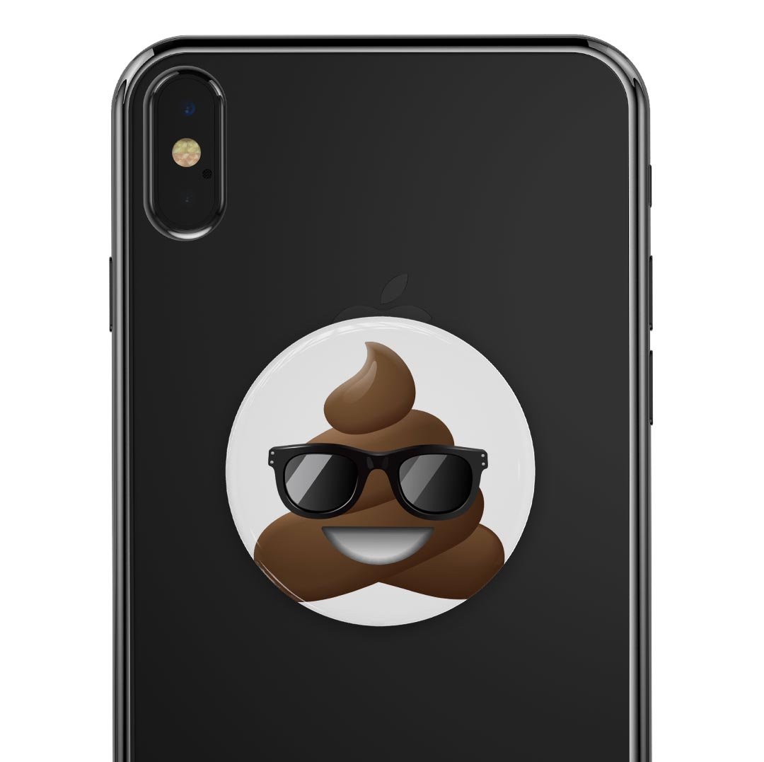 Cool Poop Emoticon Emoji Skin Kit for PopSockets, featuring a fun design on a premium vinyl material.