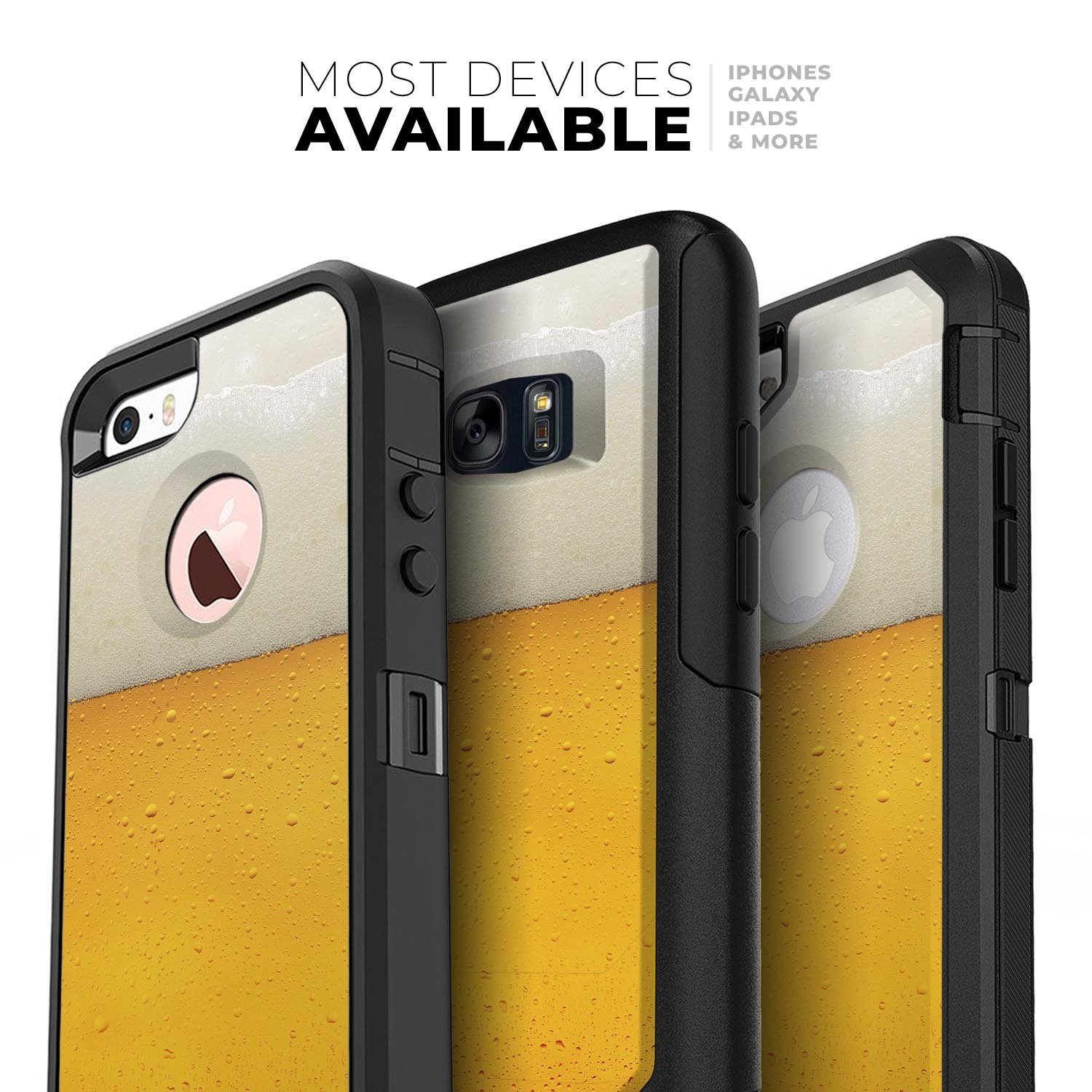 Cold Beer Skin Kit for iPhone OtterBox Cases featuring vibrant graphics and ultra-thin protection.