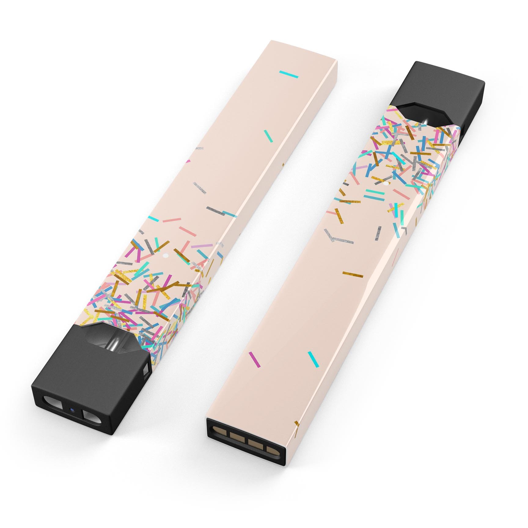 Colorful Candy Sticks Over Apricot decal skin for JUUL vaping device, showcasing vibrant colors and a playful design.