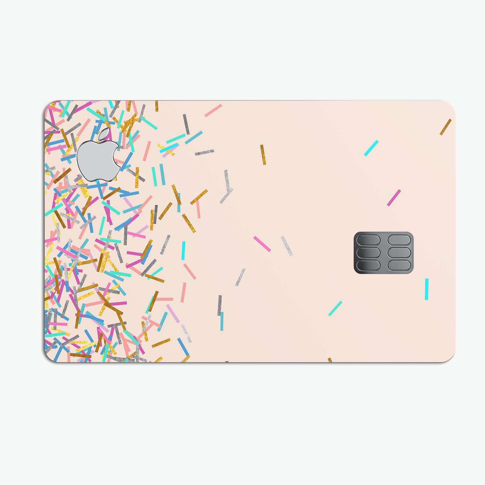 Colorful Candy Sticks Over Apricot decal skin for Apple Card, showcasing vibrant colors and premium vinyl material.