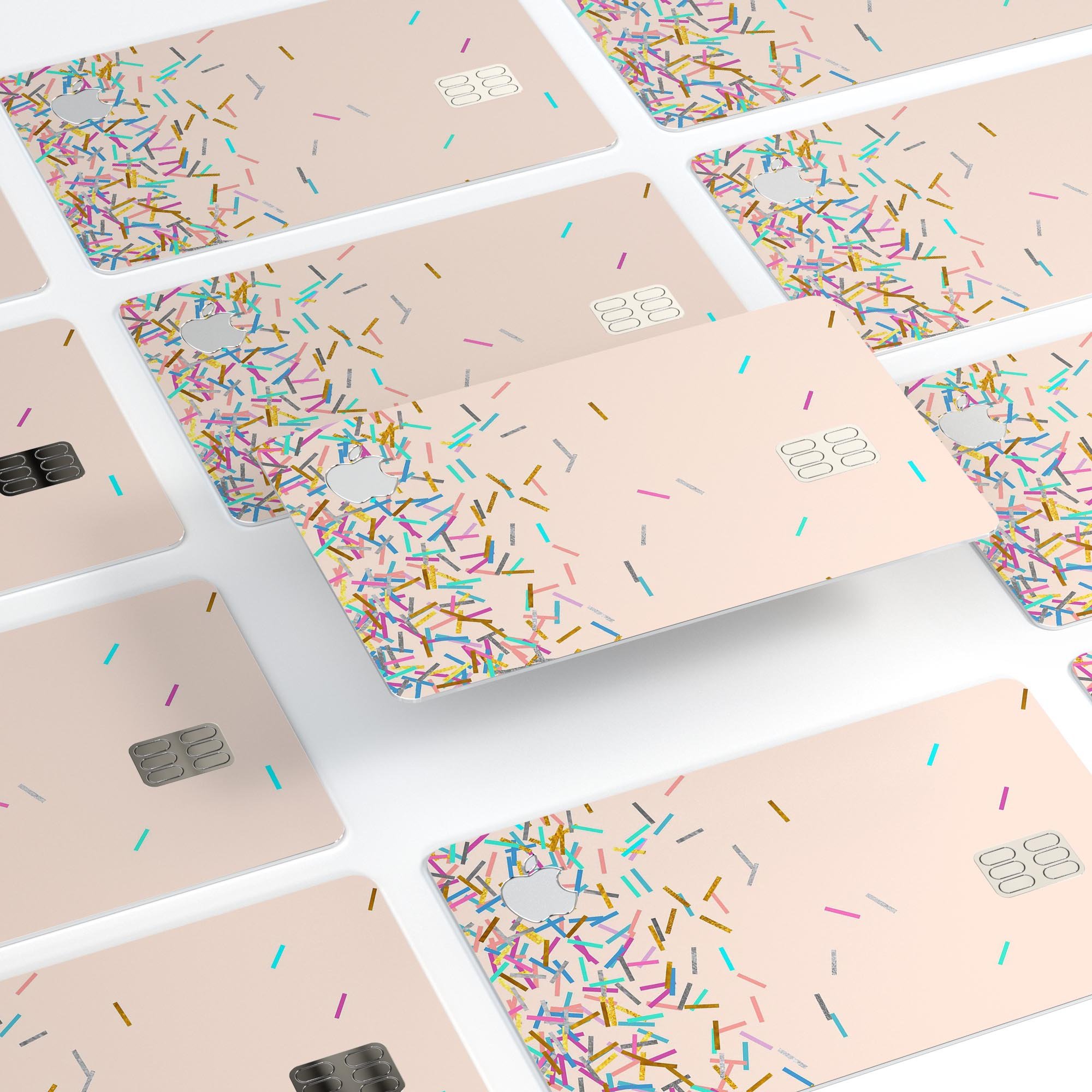 Colorful Candy Sticks Over Apricot decal skin for Apple Card, showcasing vibrant colors and premium vinyl material.