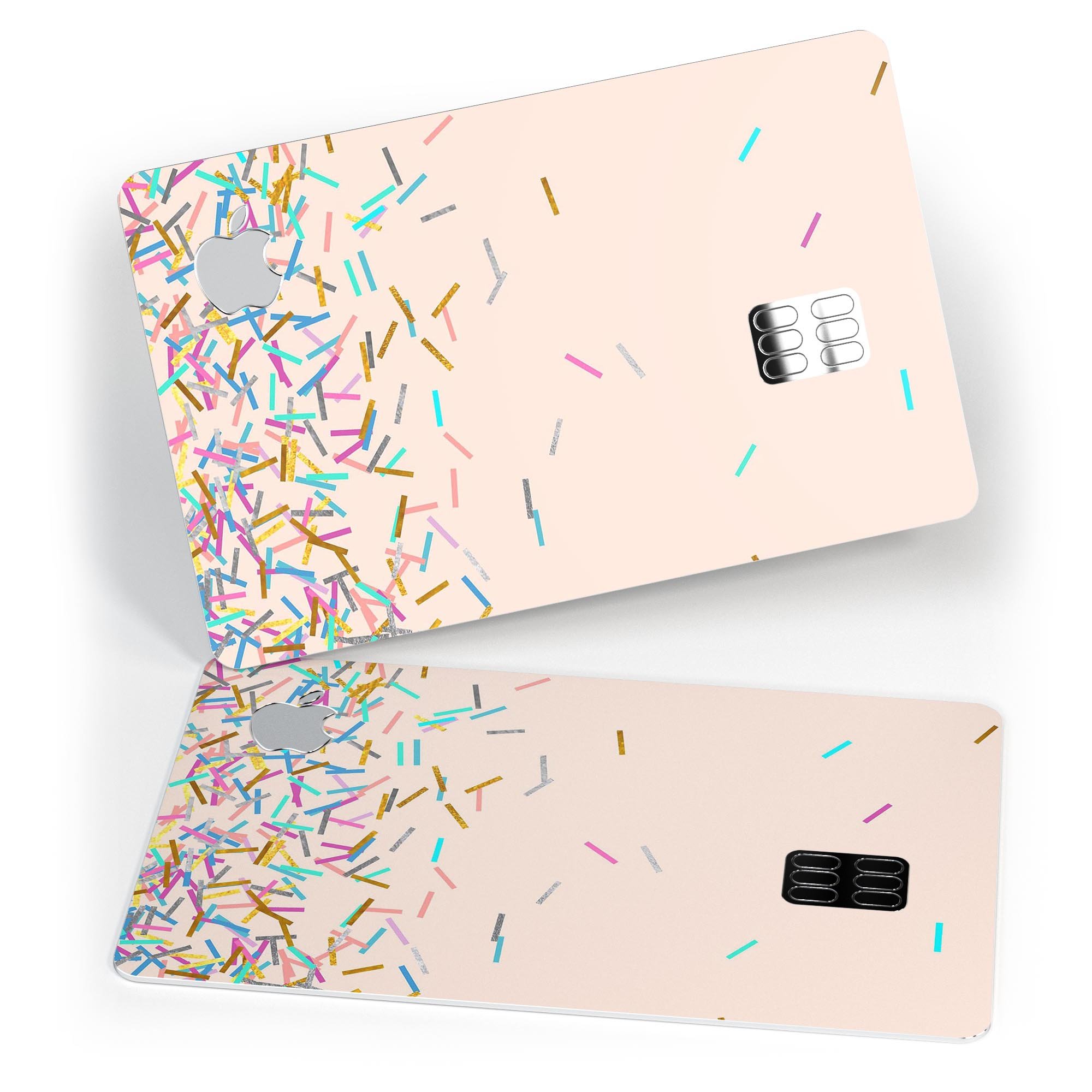 Colorful Candy Sticks Over Apricot decal skin for Apple Card, showcasing vibrant colors and premium vinyl material.