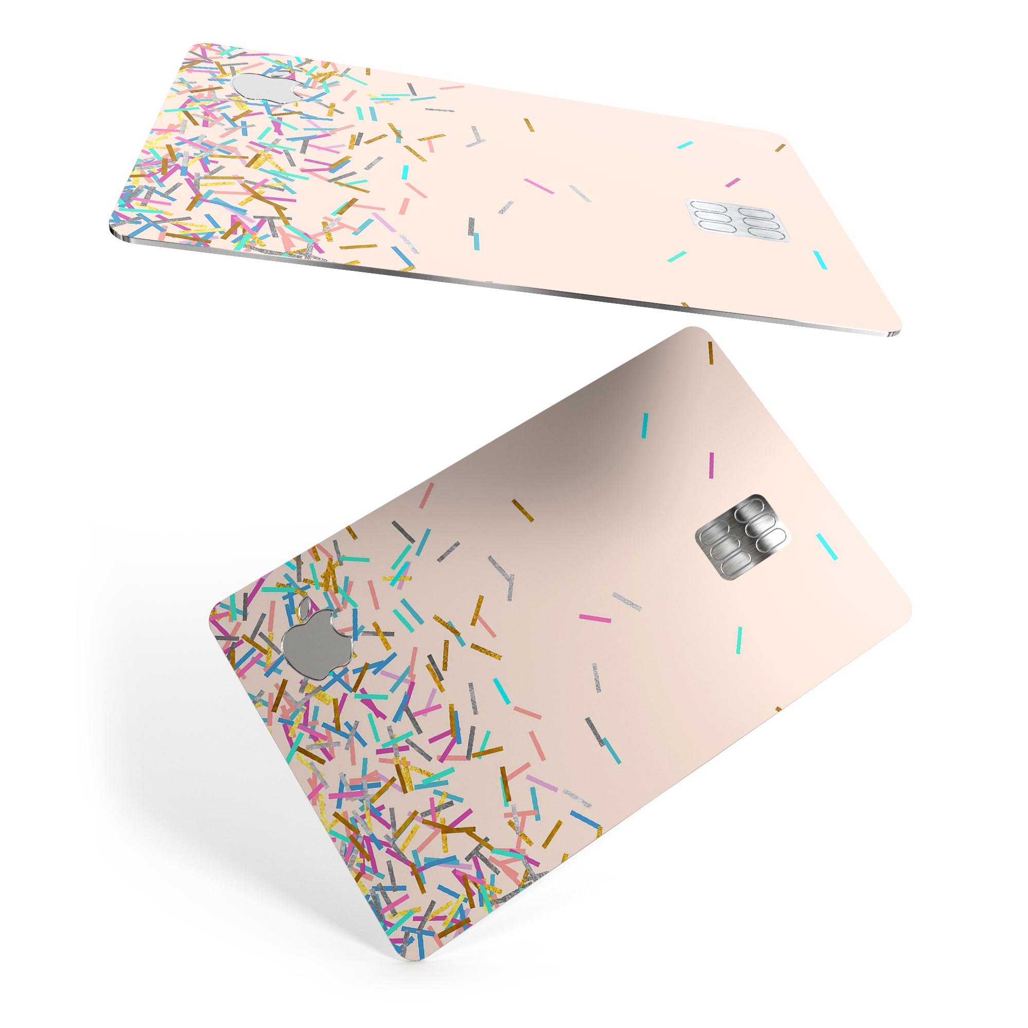 Colorful Candy Sticks Over Apricot decal skin for Apple Card, showcasing vibrant colors and premium vinyl material.