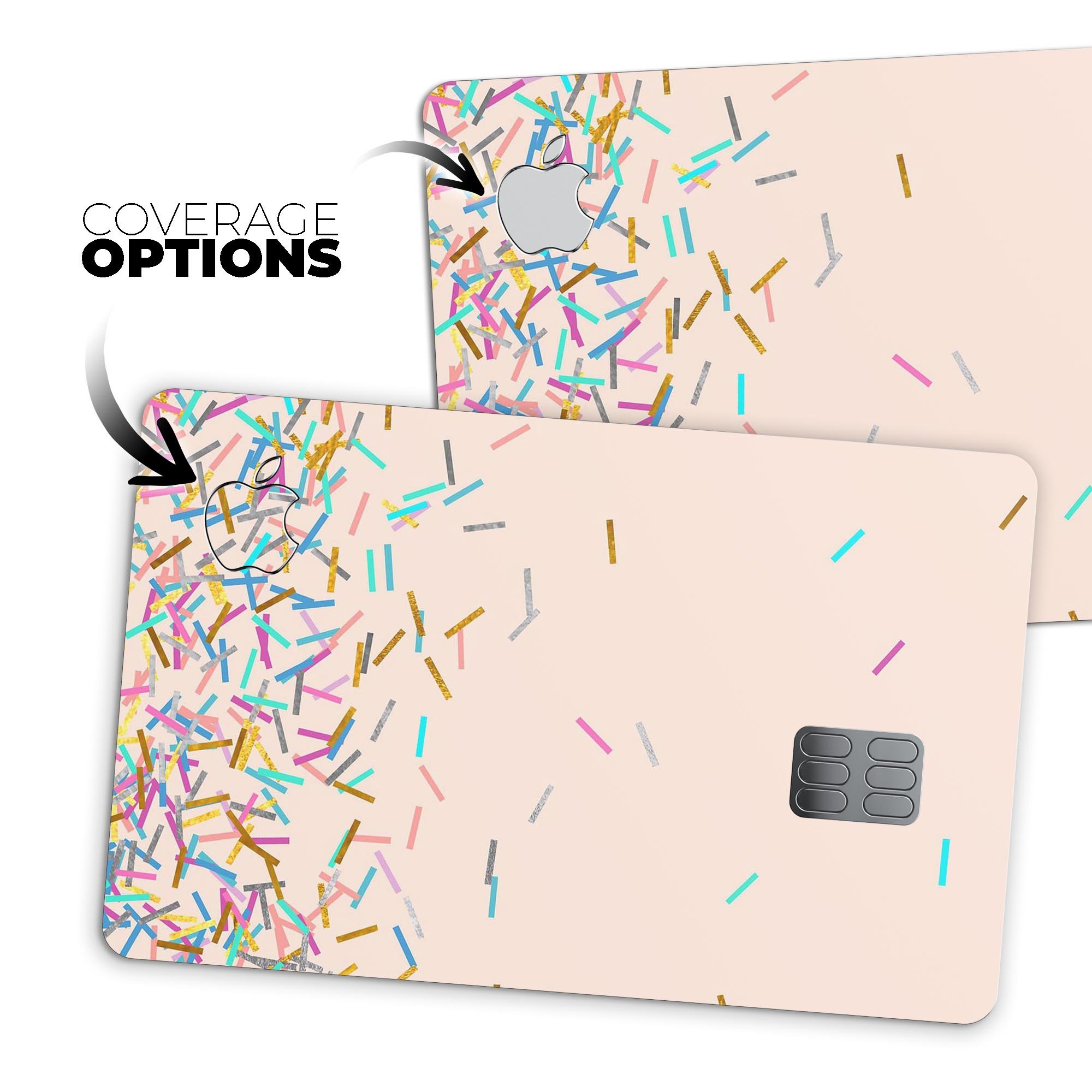 Colorful Candy Sticks Over Apricot decal skin for Apple Card, showcasing vibrant colors and premium vinyl material.