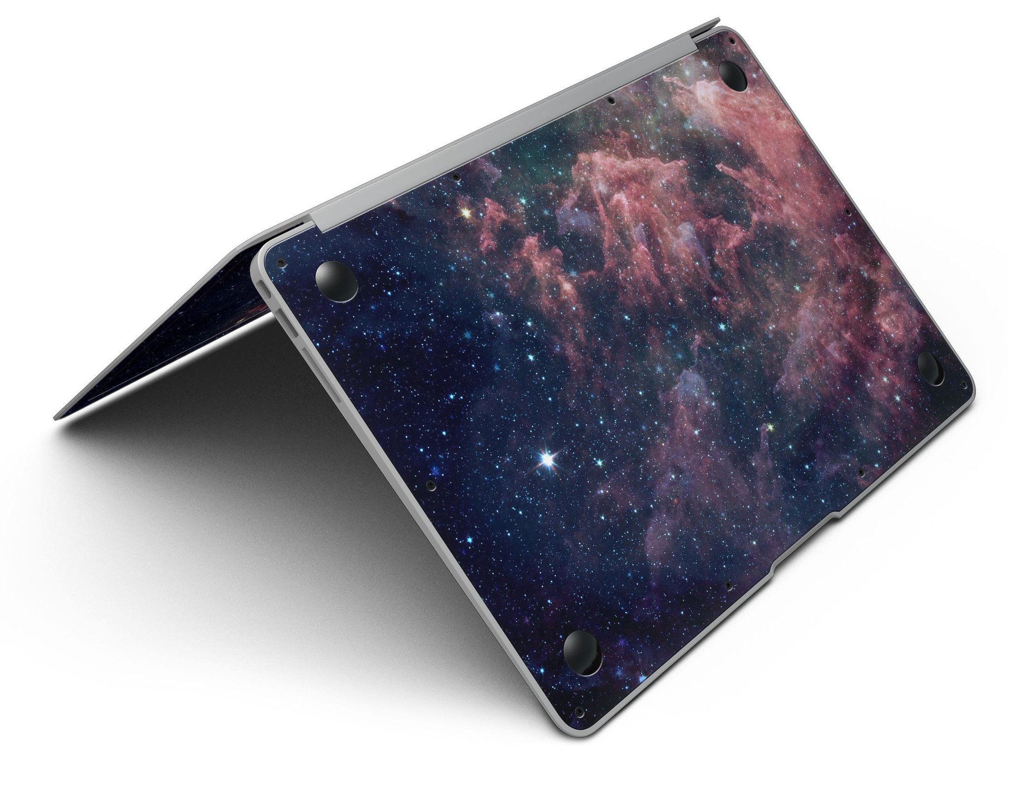 Colorful Deep Space Nebula skin kit for MacBook Air, showcasing vibrant cosmic design and premium vinyl material.