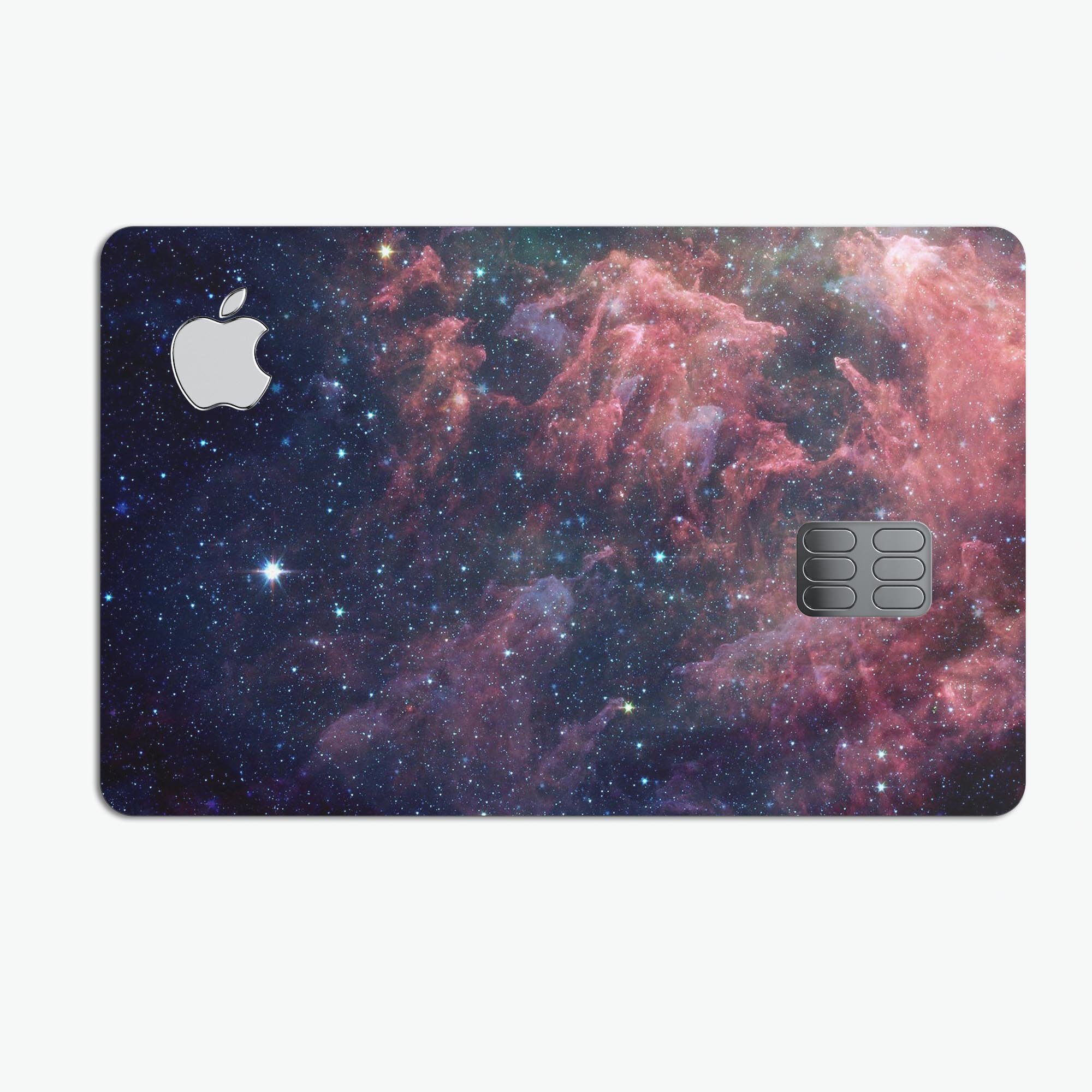 Colorful Deep Space Nebula decal skin for Apple Card, showcasing vibrant colors and a protective design.