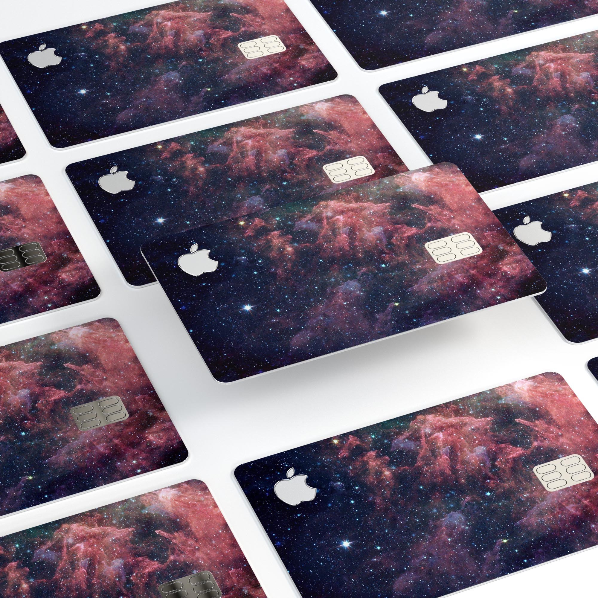 Colorful Deep Space Nebula decal skin for Apple Card, showcasing vibrant colors and a protective design.