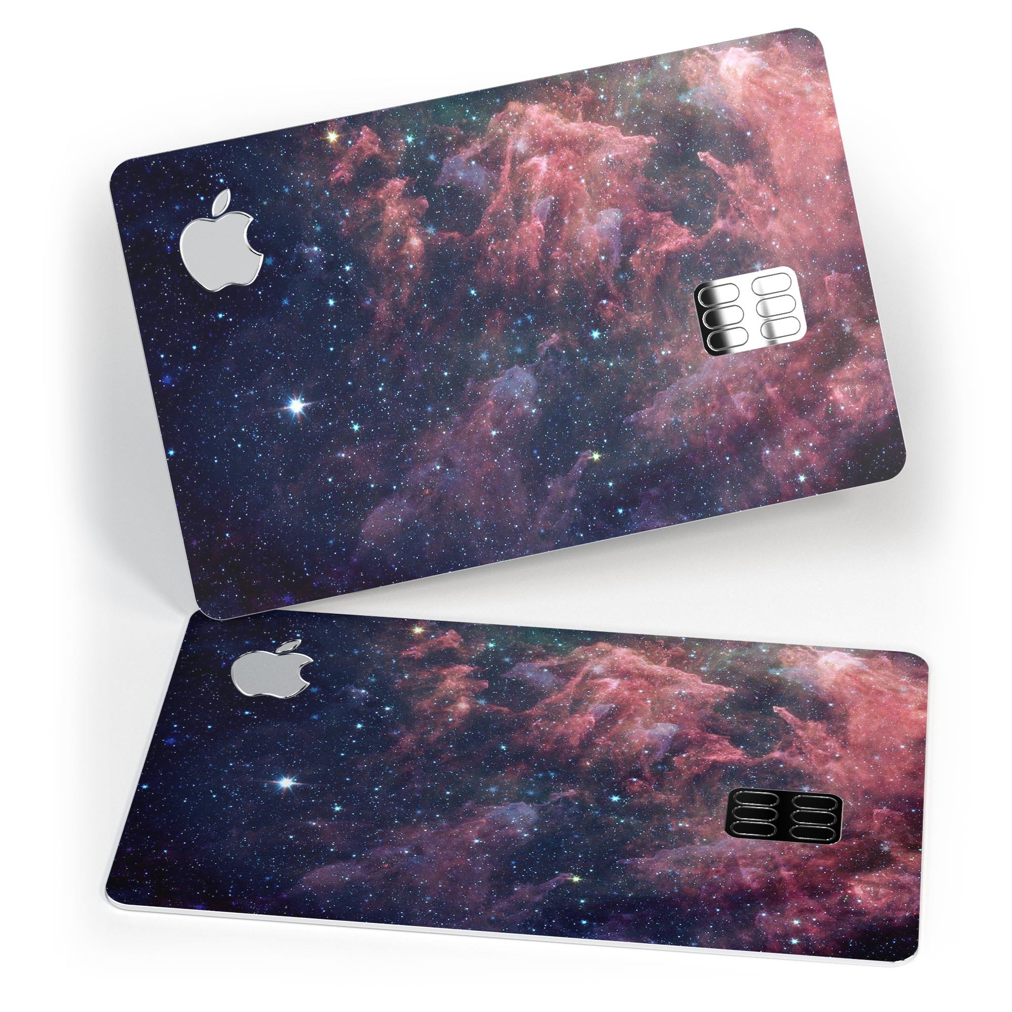 Colorful Deep Space Nebula decal skin for Apple Card, showcasing vibrant colors and a protective design.