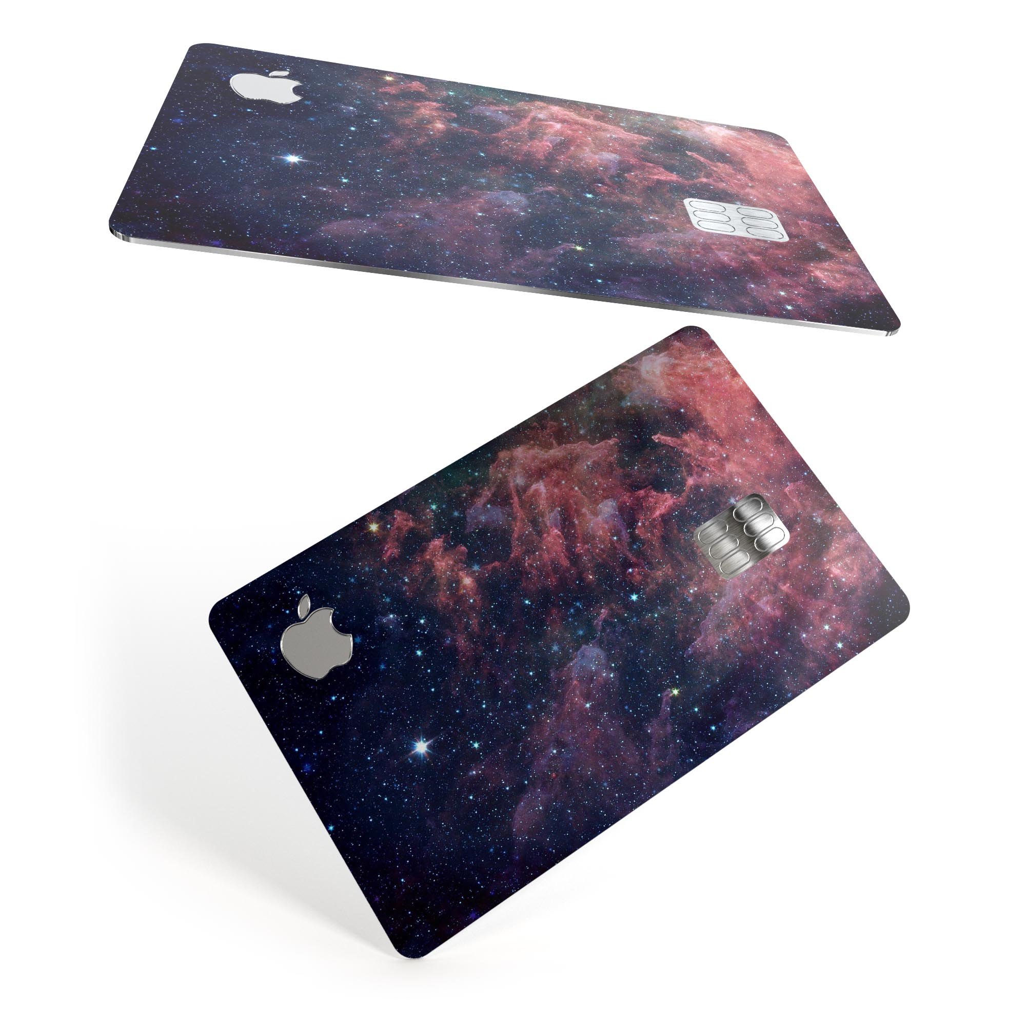 Colorful Deep Space Nebula decal skin for Apple Card, showcasing vibrant colors and a protective design.