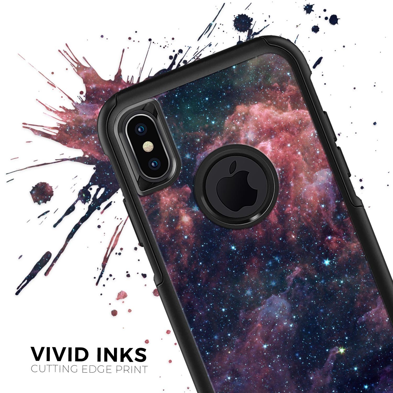 Colorful Deep Space Nebula Skin Kit designed for iPhone OtterBox cases, showcasing vibrant colors and a cosmic design.