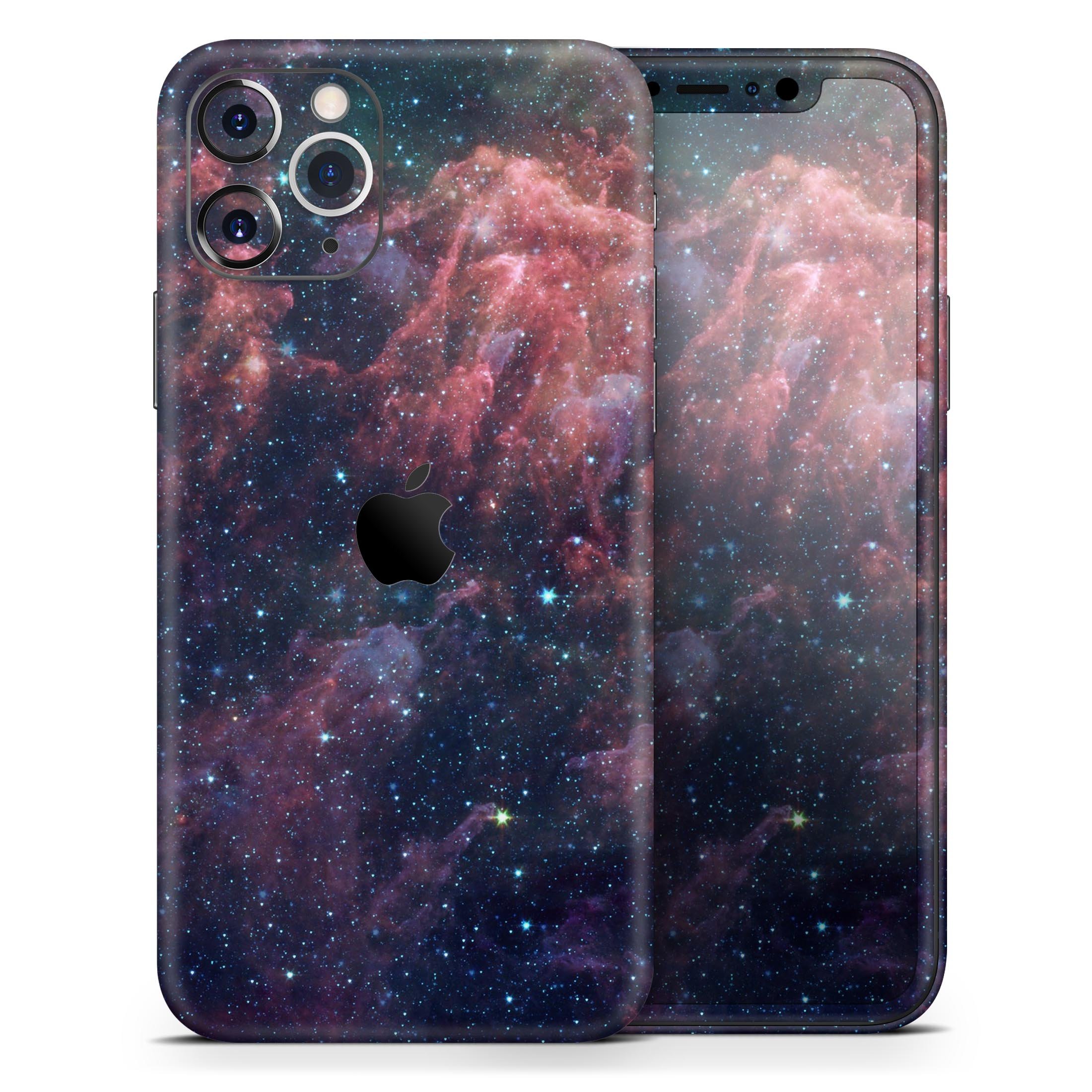 Colorful Deep Space Nebula Skin-Kit for Apple iPhone, showcasing vibrant nebula design on a sleek vinyl surface.