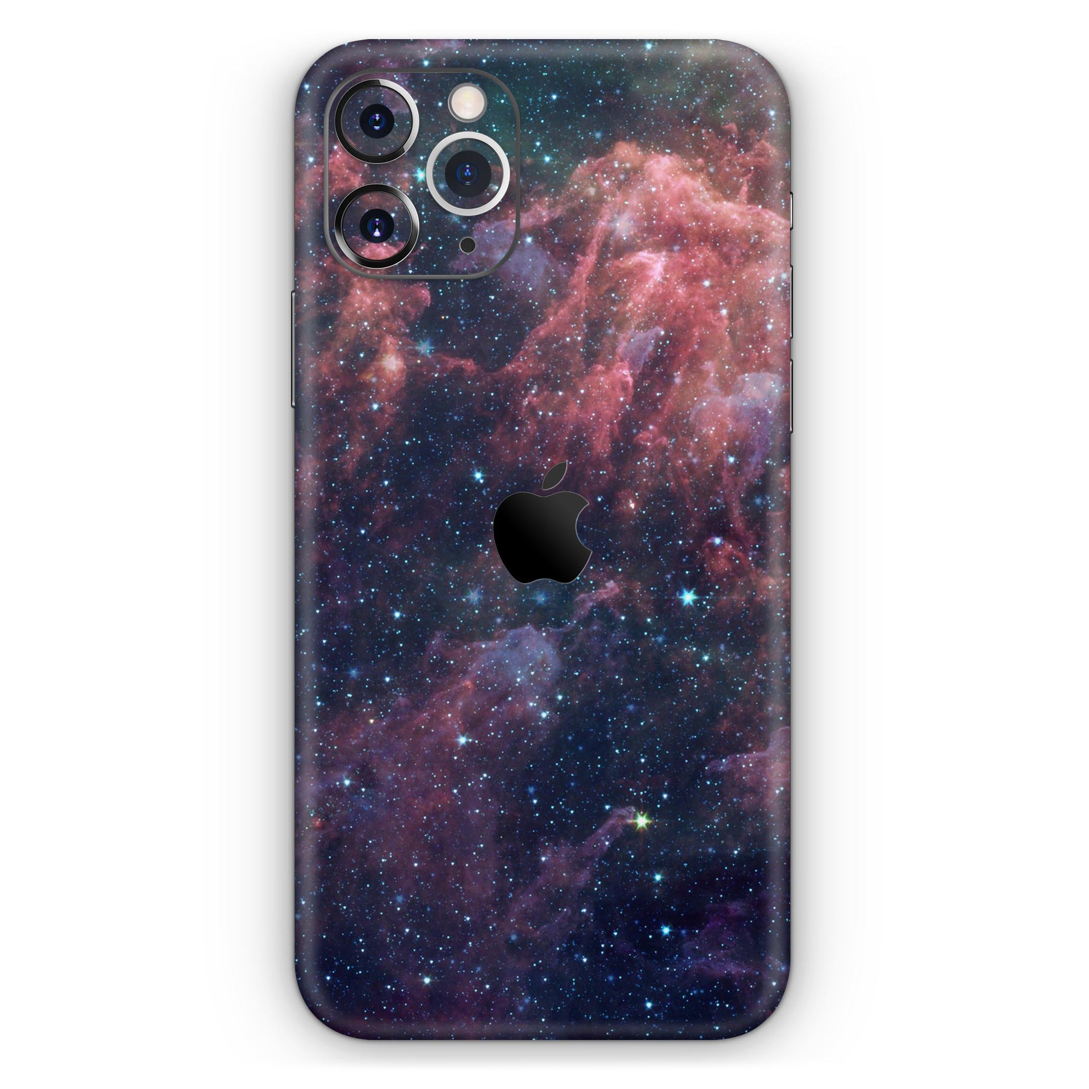 Colorful Deep Space Nebula Skin-Kit for Apple iPhone, showcasing vibrant nebula design on a sleek vinyl surface.