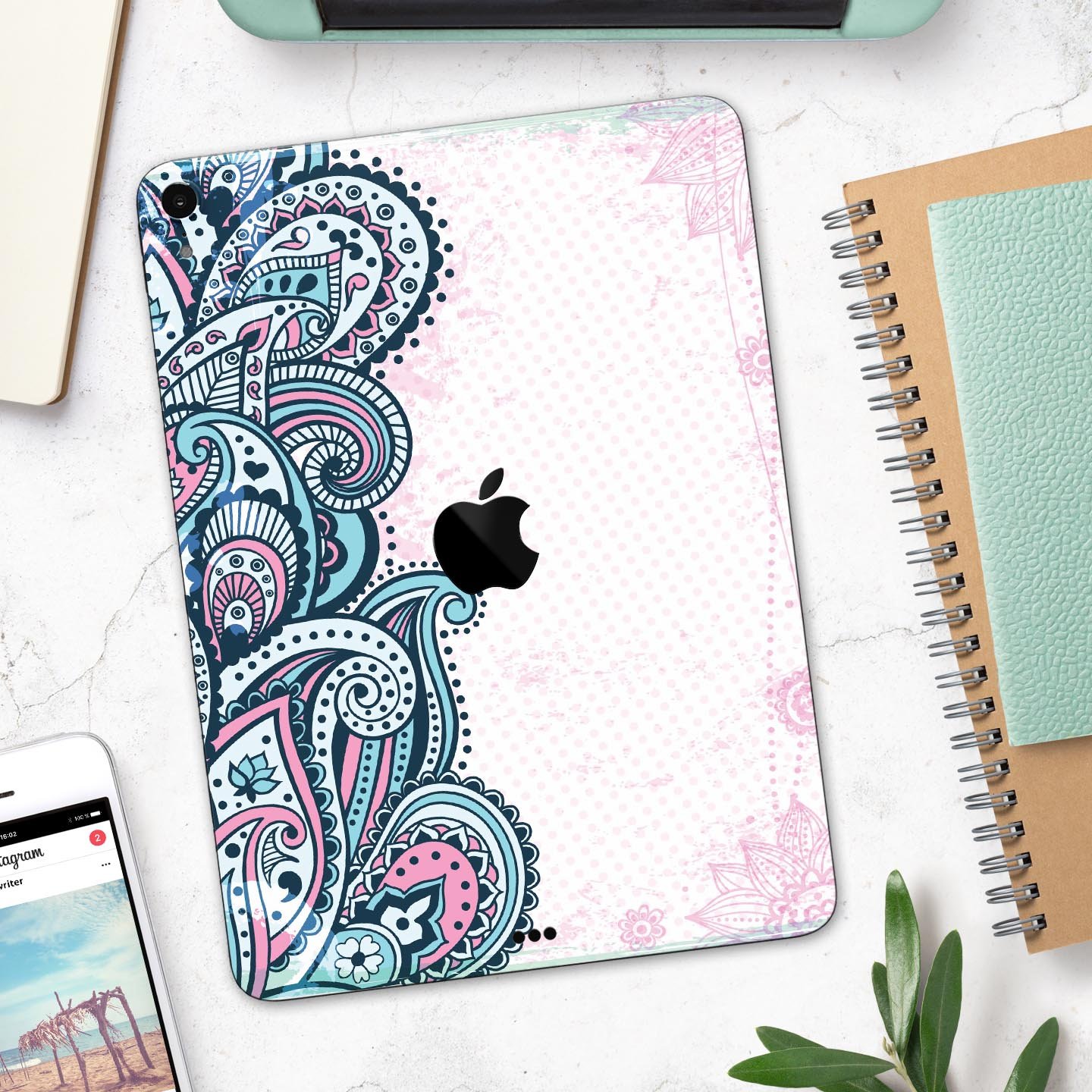 Colorful Ethnic Sprouts skin decal for Apple iPad Pro, showcasing vibrant ethnic patterns and premium 3M material.