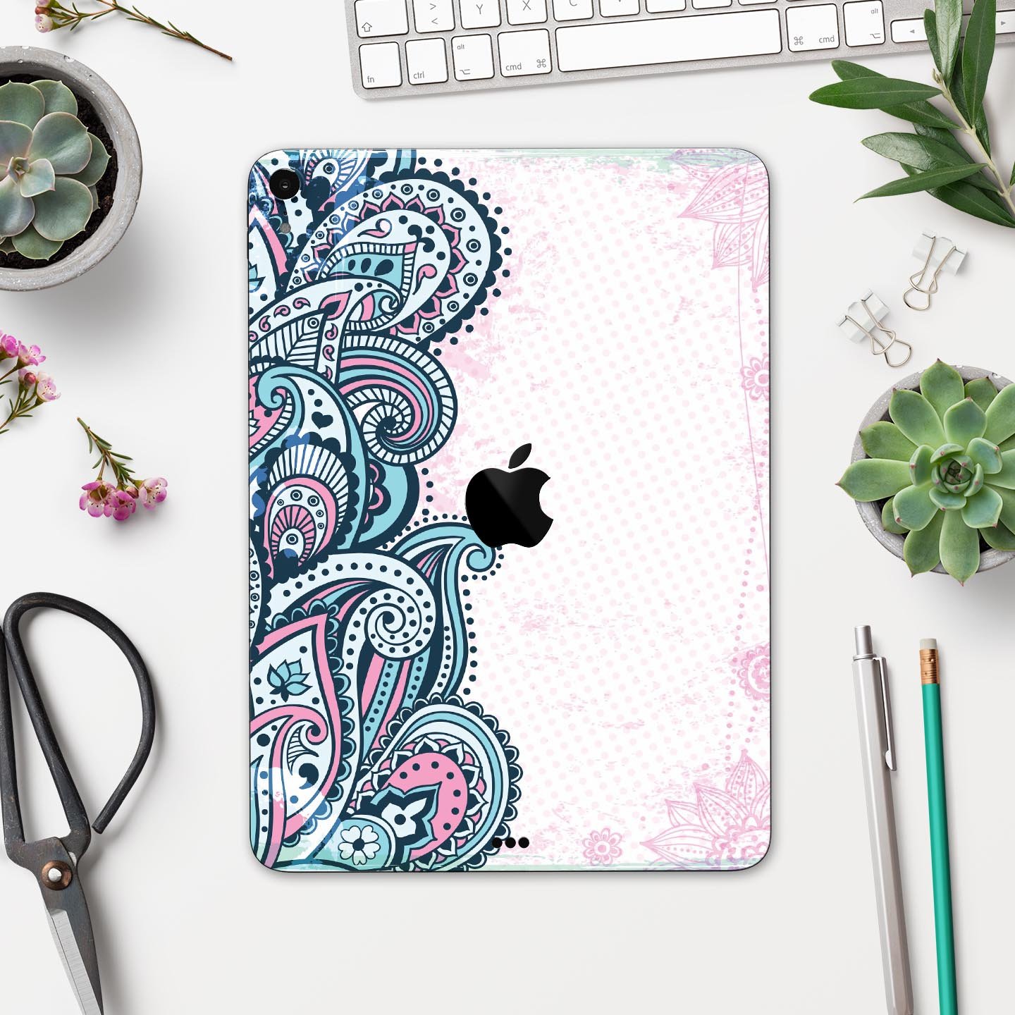 Colorful Ethnic Sprouts skin decal for Apple iPad Pro, showcasing vibrant ethnic patterns and premium 3M material.