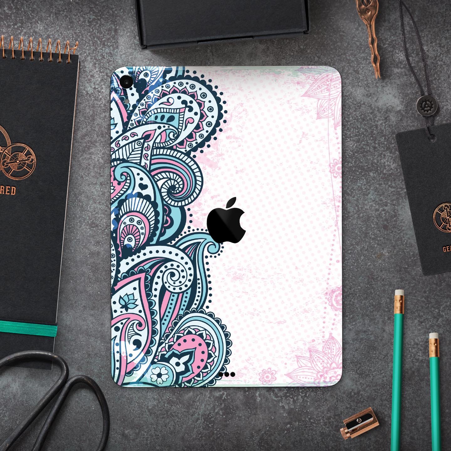 Colorful Ethnic Sprouts skin decal for Apple iPad Pro, showcasing vibrant ethnic patterns and premium 3M material.