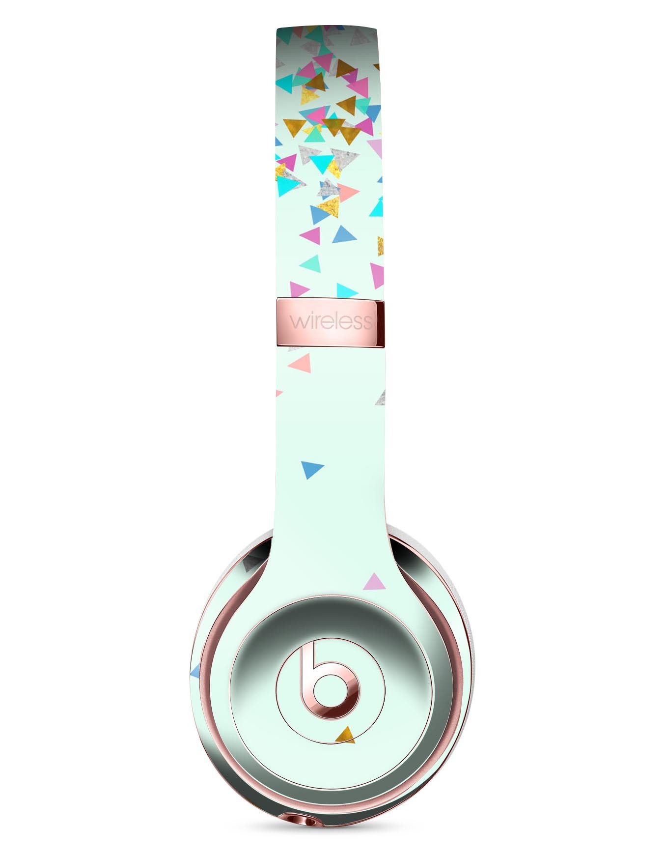 Colorful Falling Triangles Skin Kit for Beats by Dre Solo 3 Wireless Headphones, showcasing vibrant design and premium vinyl material.