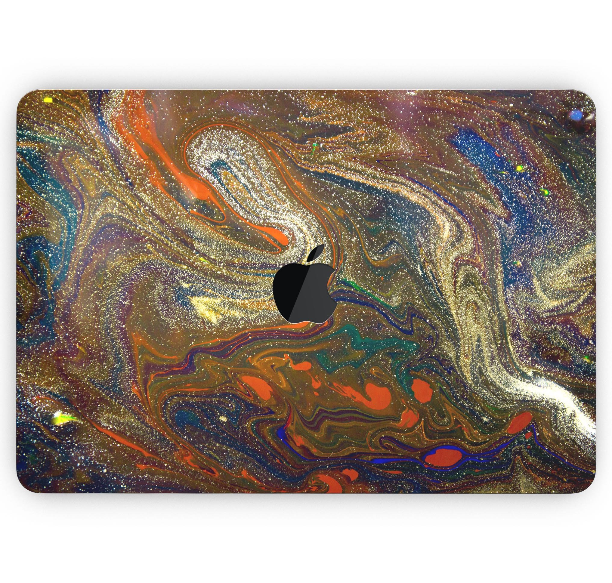 Colorful Gold Mixed Acrylic Skin Decal Wrap Kit for MacBook, showcasing vibrant design and premium vinyl material.