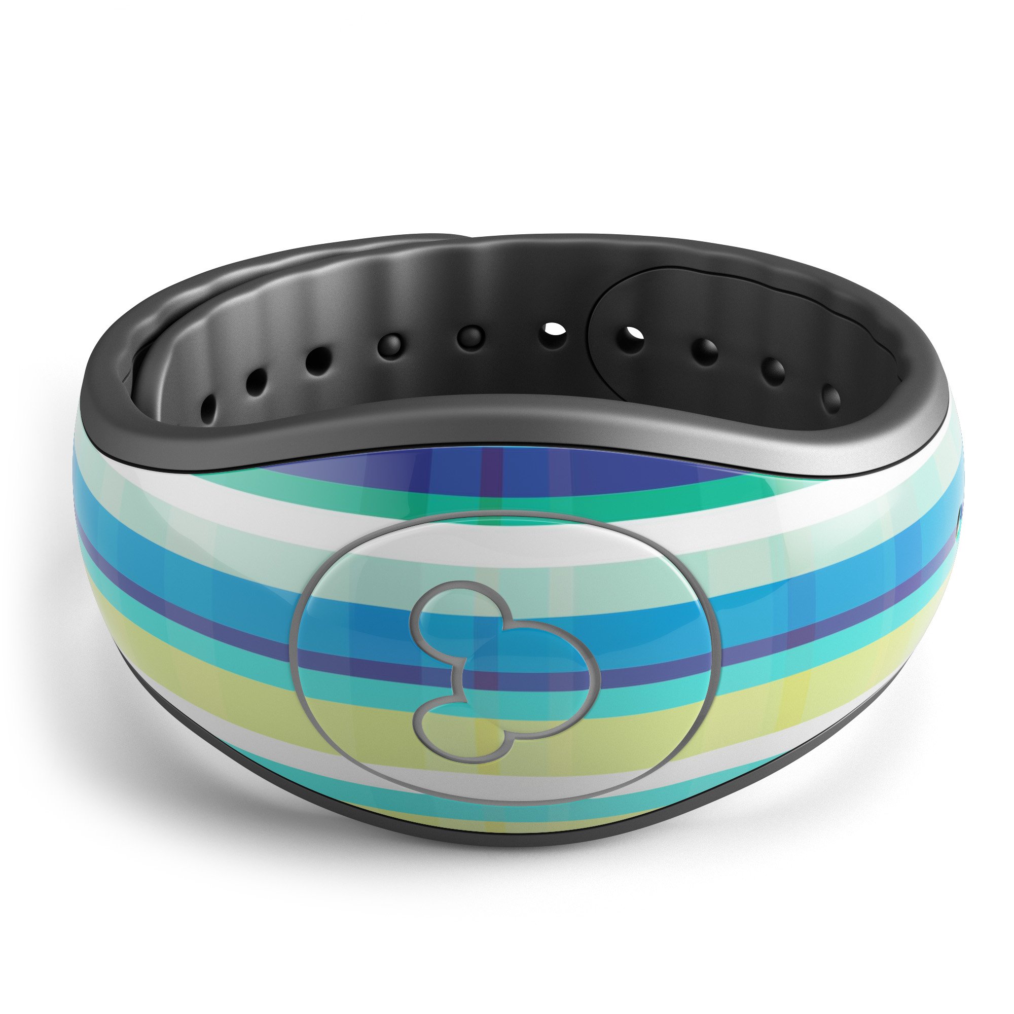 Colorful highlighted vertical stripes decal skin wrap kit for Disney Magic Band, showcasing vibrant colors and stylish design.