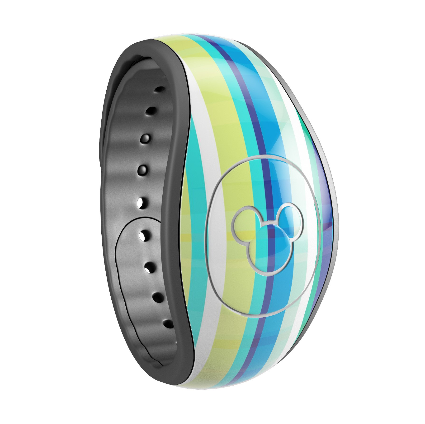 Colorful highlighted vertical stripes decal skin wrap kit for Disney Magic Band, showcasing vibrant colors and stylish design.