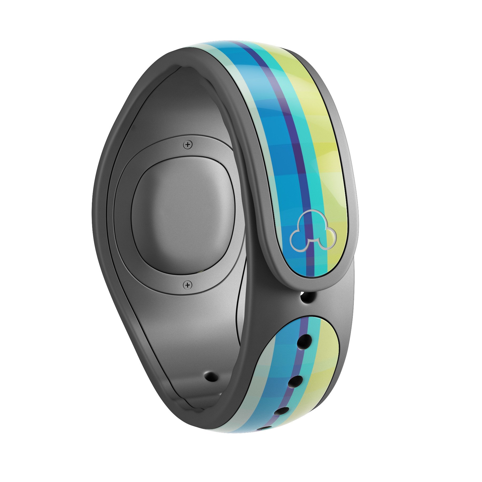 Colorful highlighted vertical stripes decal skin wrap kit for Disney Magic Band, showcasing vibrant colors and stylish design.