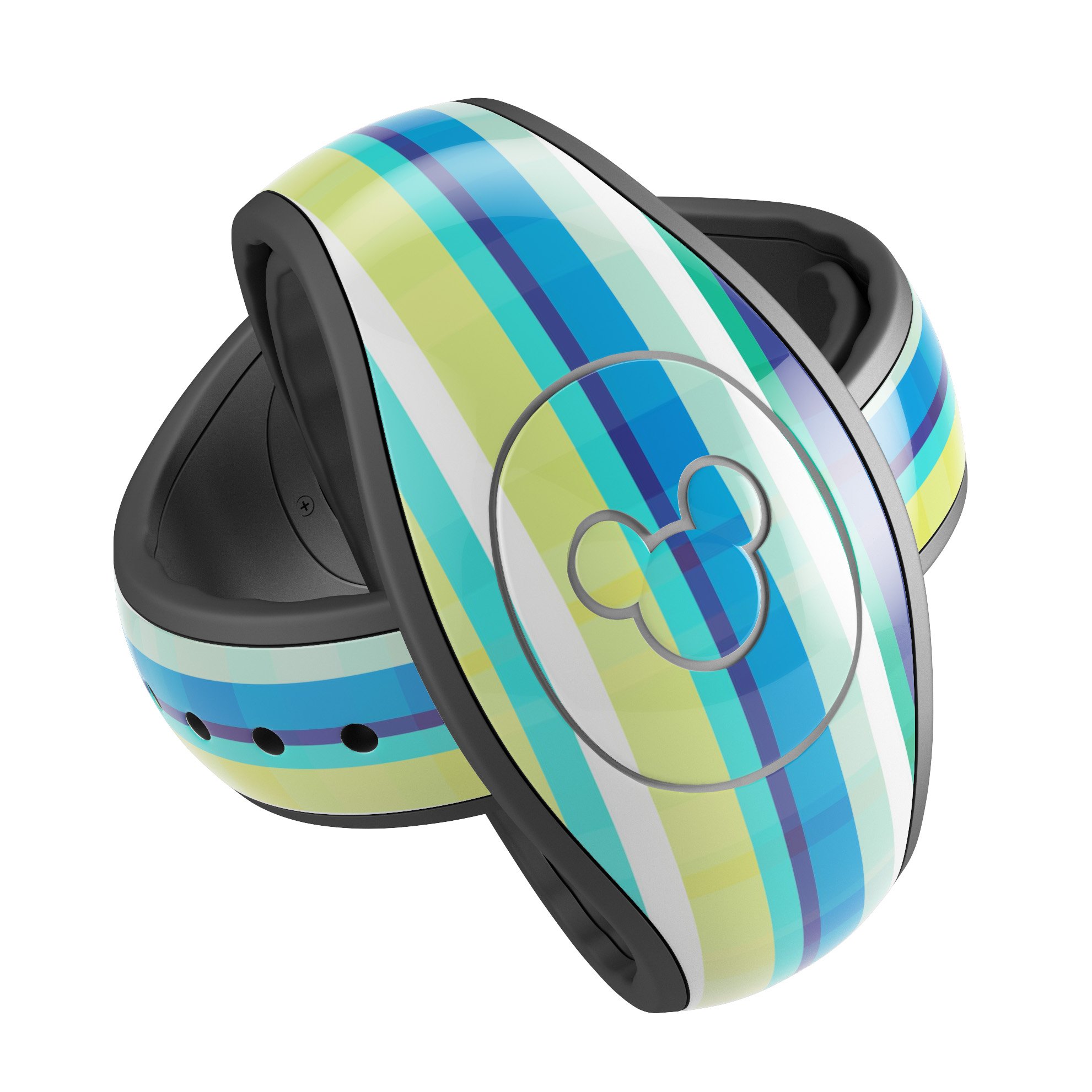 Colorful highlighted vertical stripes decal skin wrap kit for Disney Magic Band, showcasing vibrant colors and stylish design.