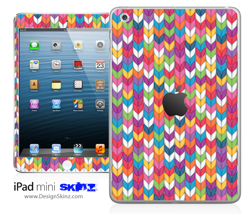 Colorful Knitted Print iPad Skin featuring vibrant knitted patterns, designed for protection and style.