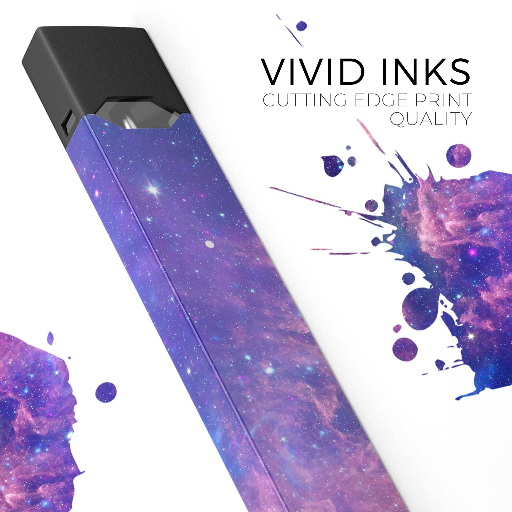 Colorful Nebula premium decal skin-wrap sticker designed for JUUL vaping device, showcasing vibrant colors and precise cut.