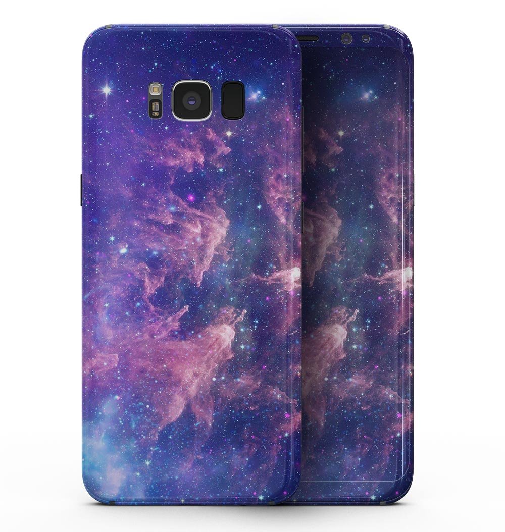 Colorful Nebula Full-Body Skin Kit for Samsung Galaxy S8, showcasing vibrant colors and sleek design.