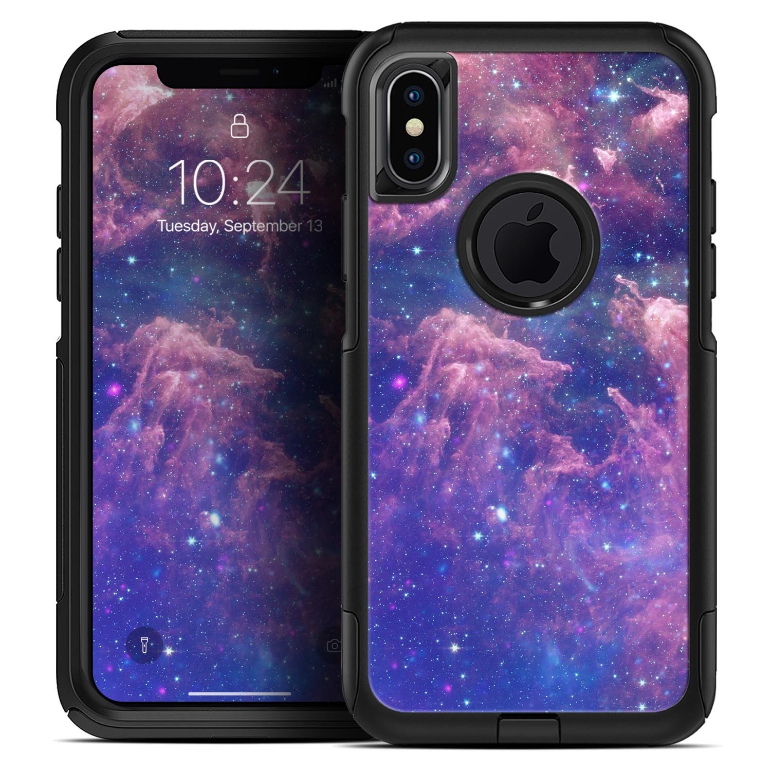 Colorful Nebula Skin Kit designed for iPhone OtterBox cases, featuring a vibrant nebula design and premium 3M materials.