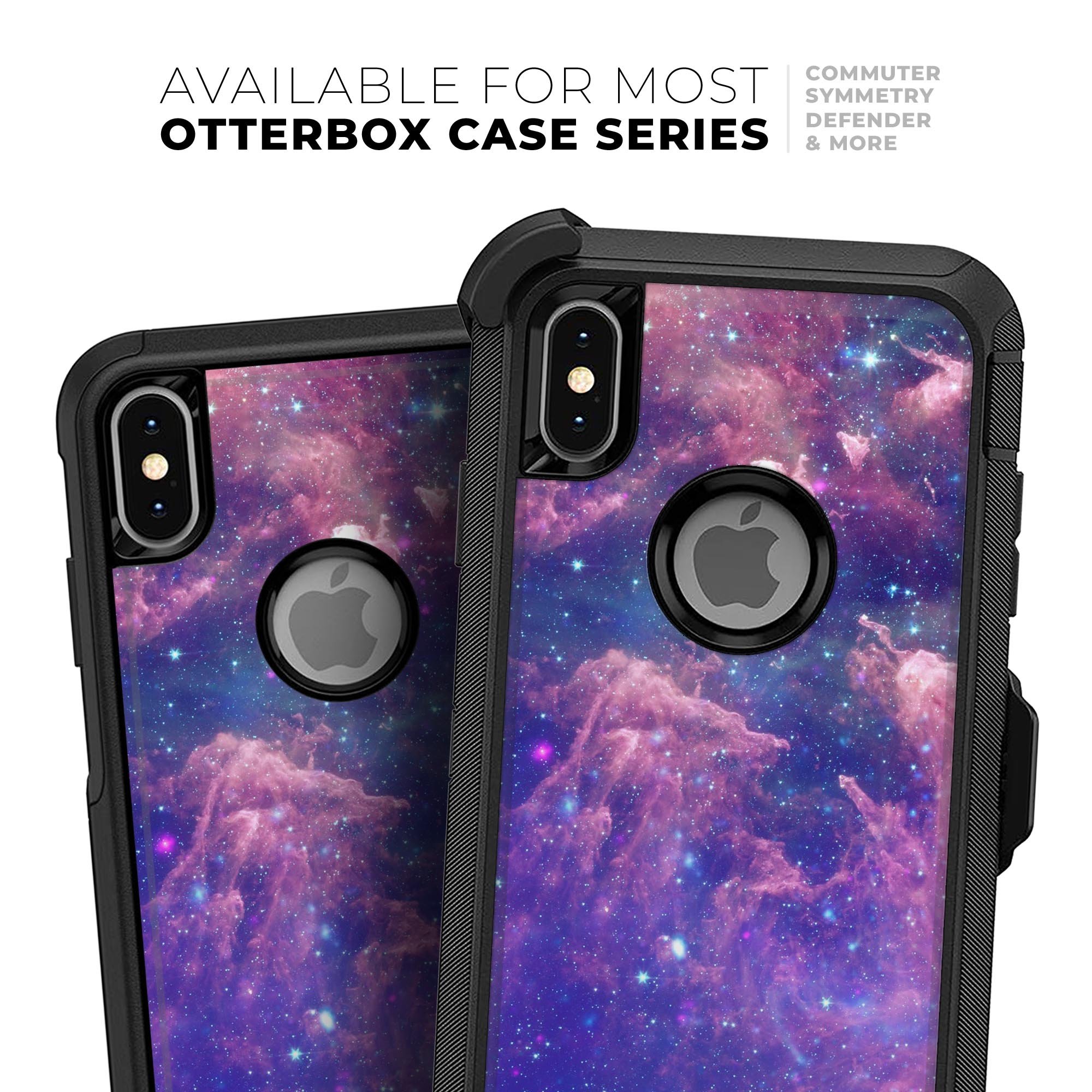 Colorful Nebula Skin Kit designed for iPhone OtterBox cases, featuring a vibrant nebula design and premium 3M materials.