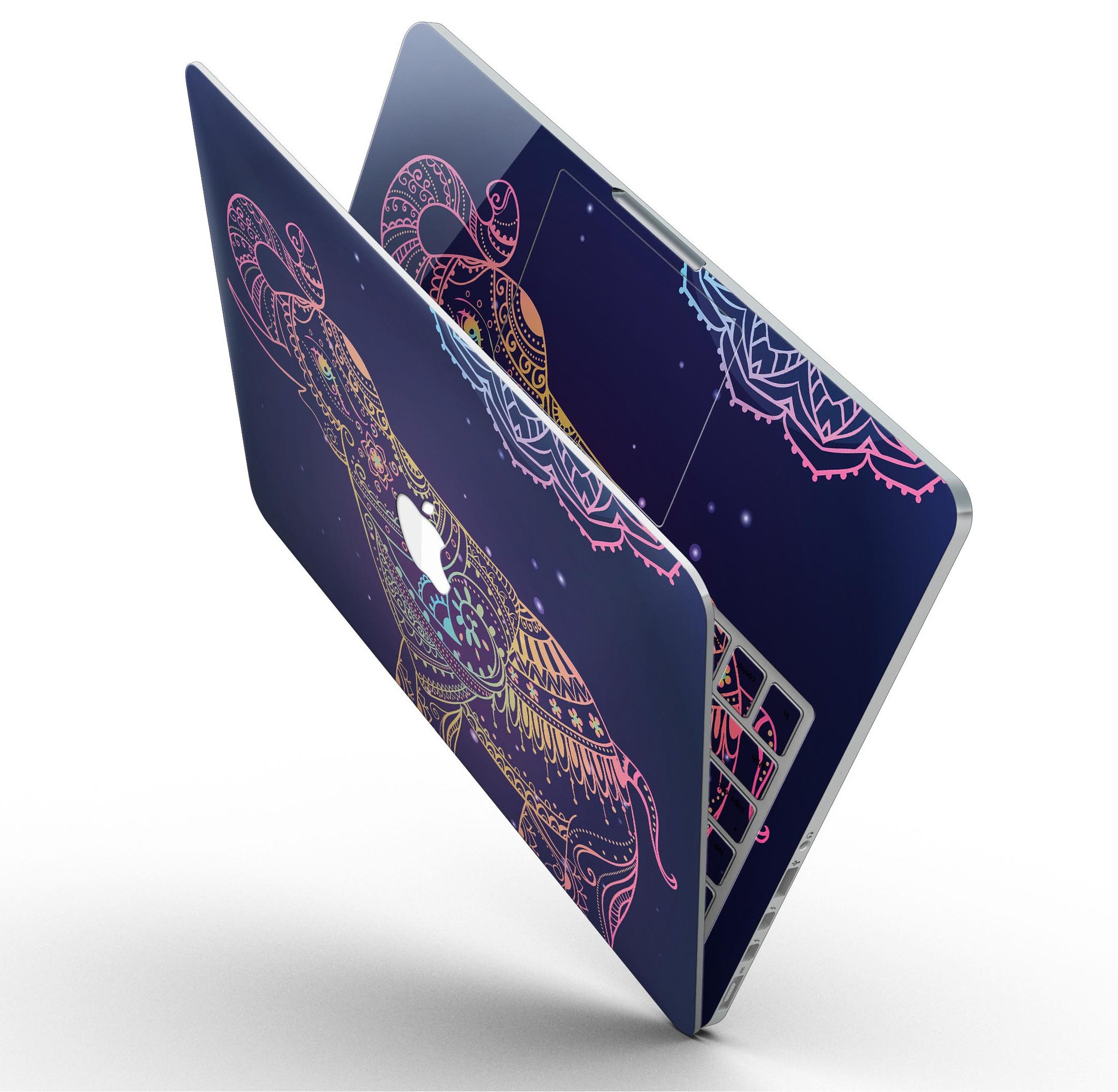 Colorful Sacred Elephant skin for MacBook Pro with Retina Display, showcasing vibrant colors and intricate design.