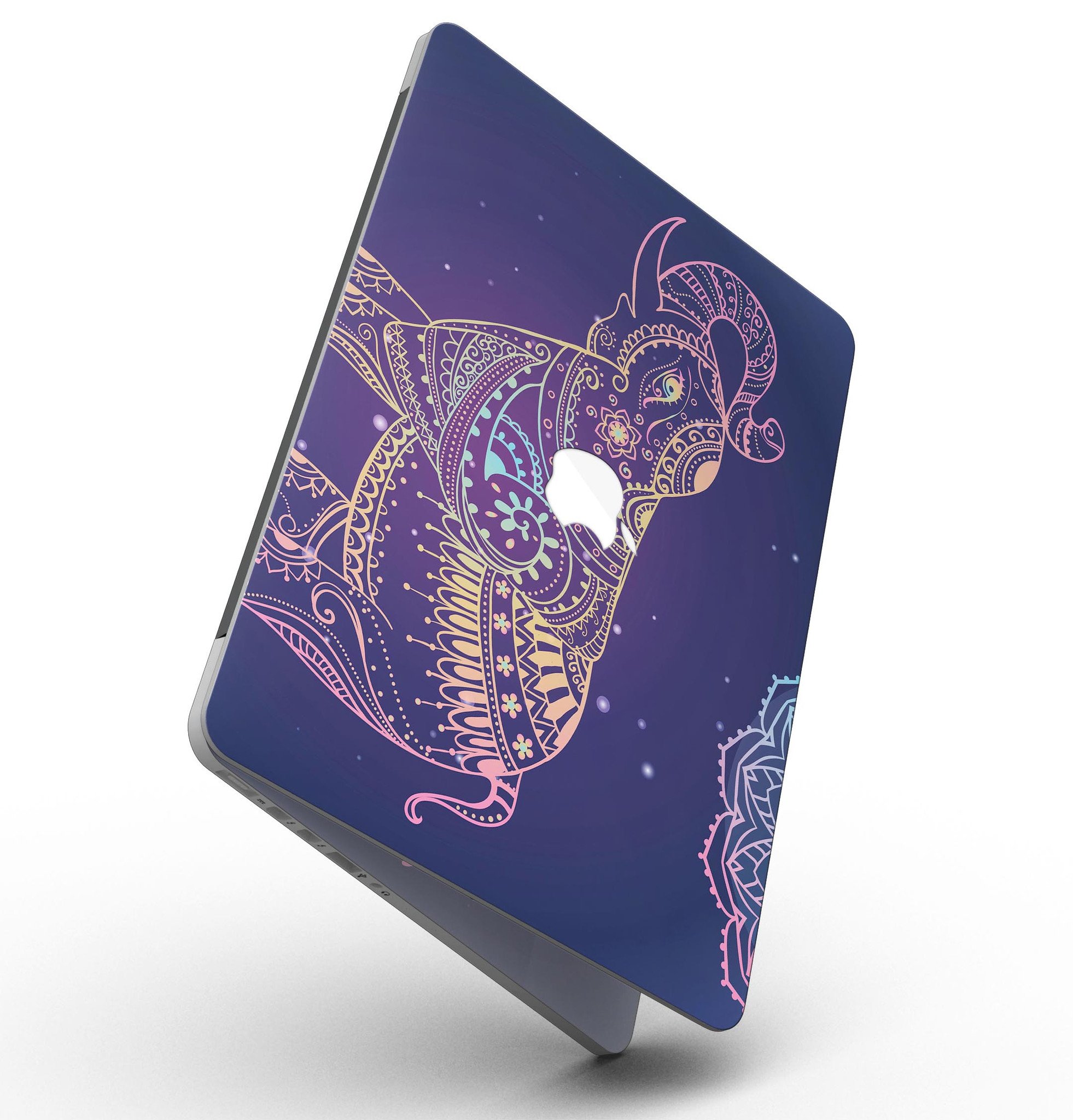 Colorful Sacred Elephant skin for MacBook Pro with Retina Display, showcasing vibrant colors and intricate design.