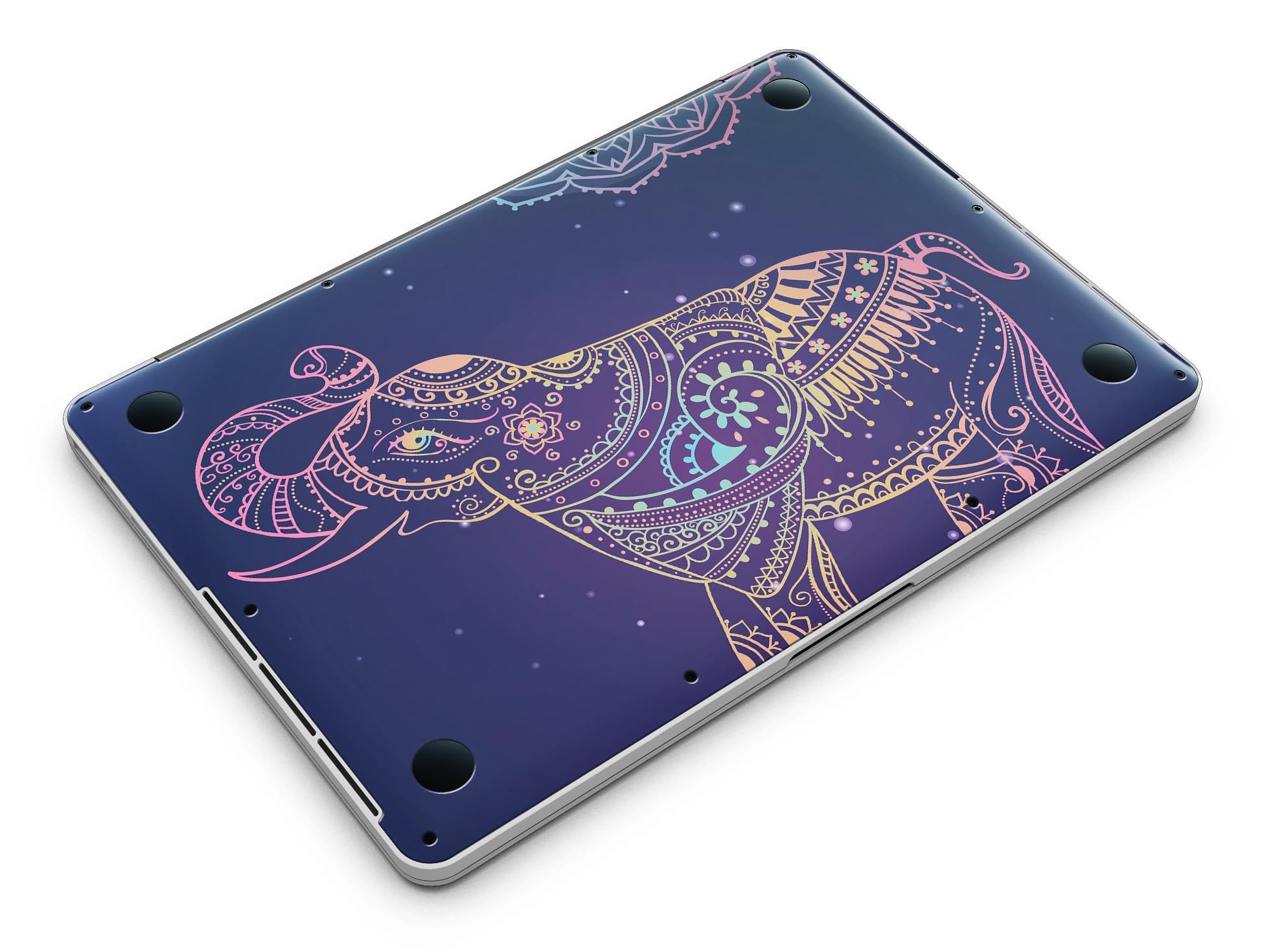 Colorful Sacred Elephant skin for MacBook Pro with Retina Display, showcasing vibrant colors and intricate design.