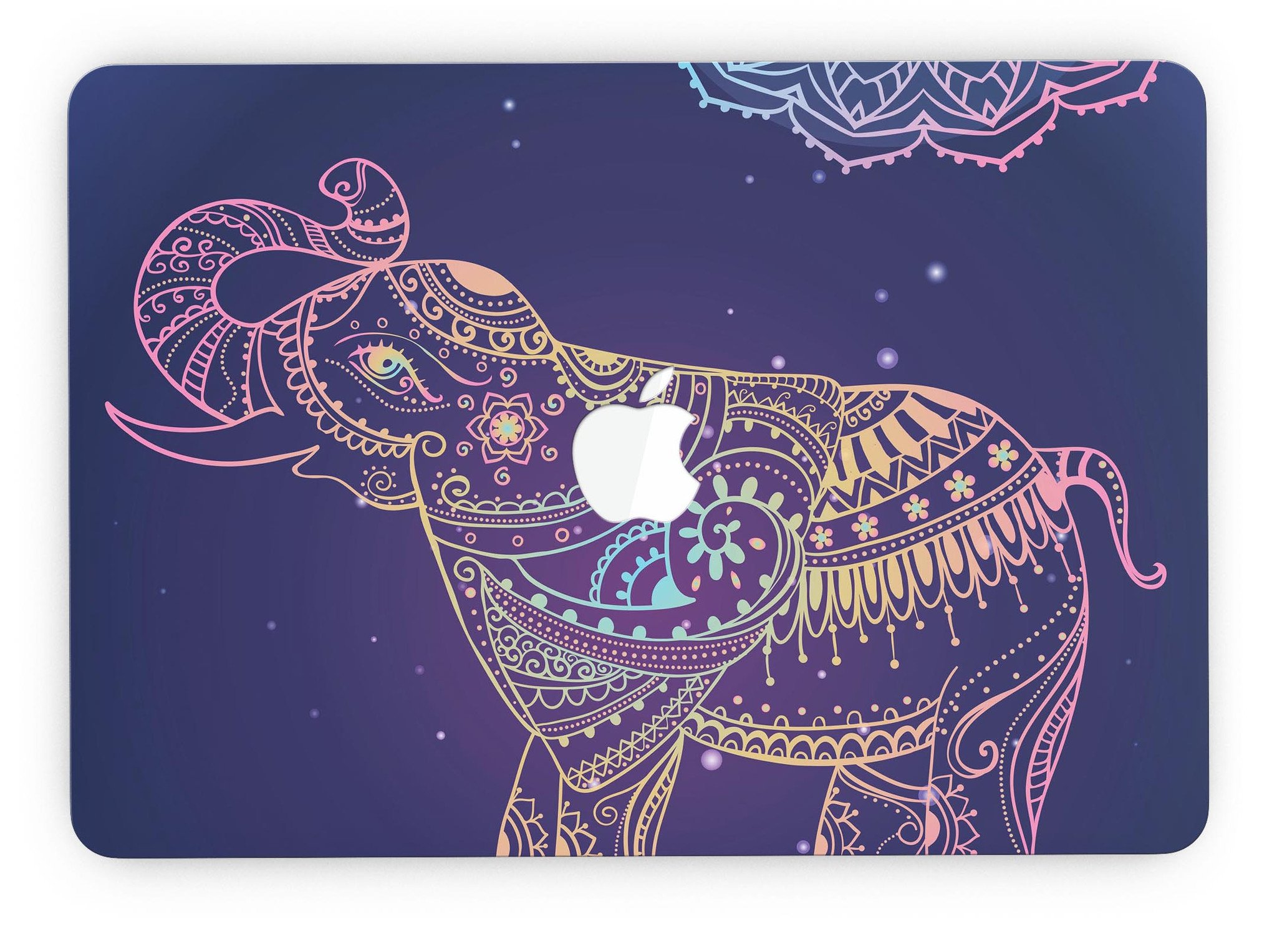 Colorful Sacred Elephant skin for MacBook Pro with Retina Display, showcasing vibrant colors and intricate design.