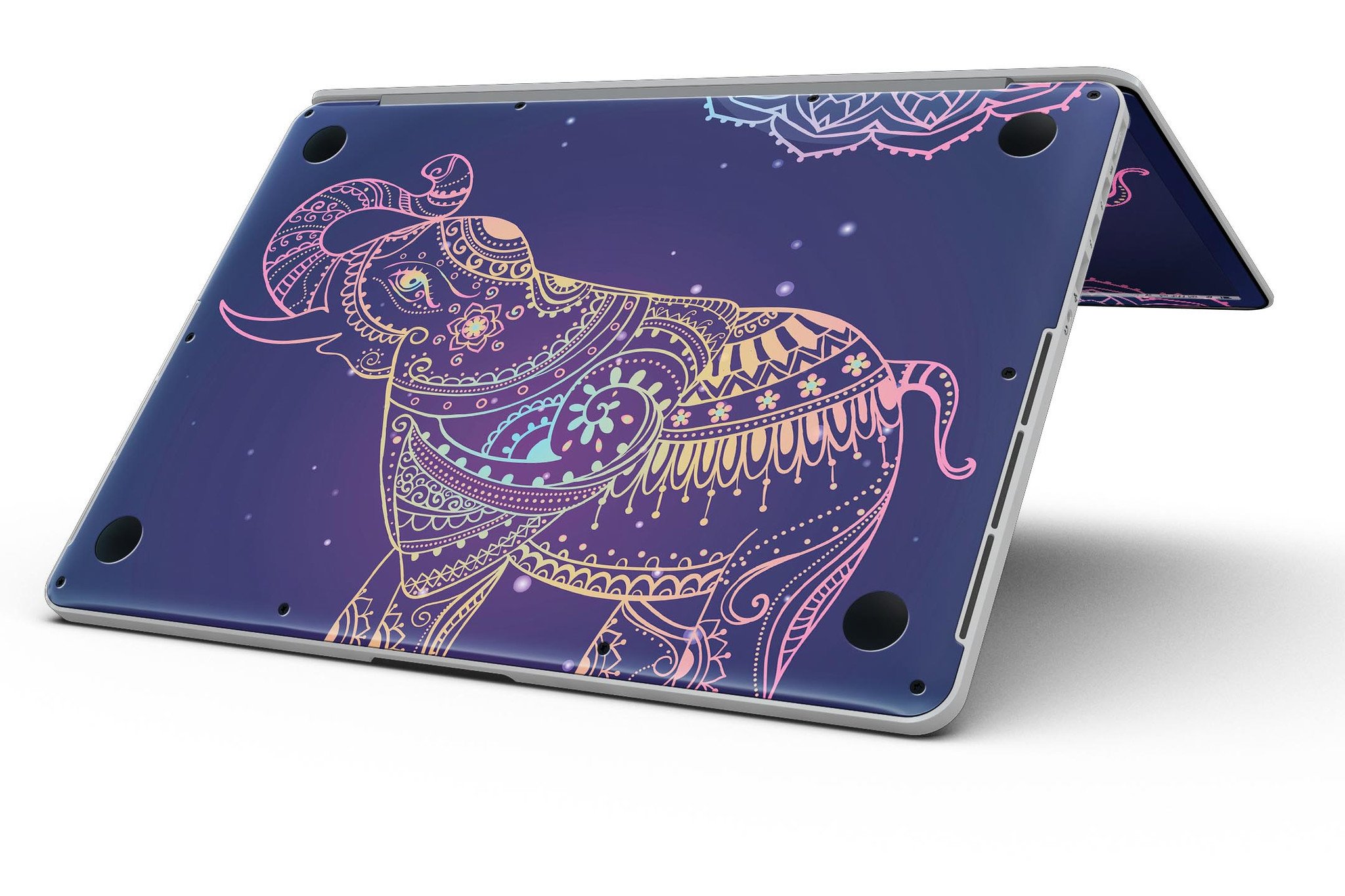 Colorful Sacred Elephant skin for MacBook Pro with Retina Display, showcasing vibrant colors and intricate design.