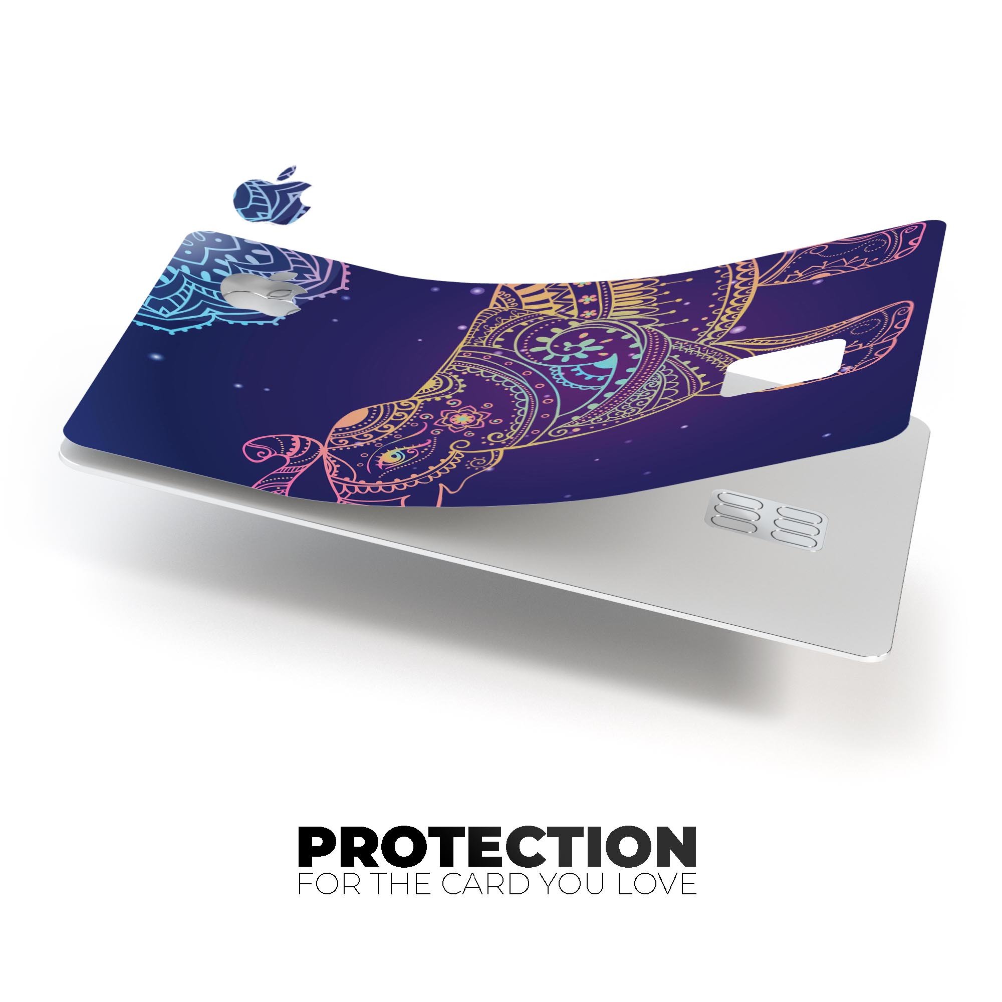 Colorful Sacred Elephant decal skin for Apple Card, showcasing vibrant design and premium quality.