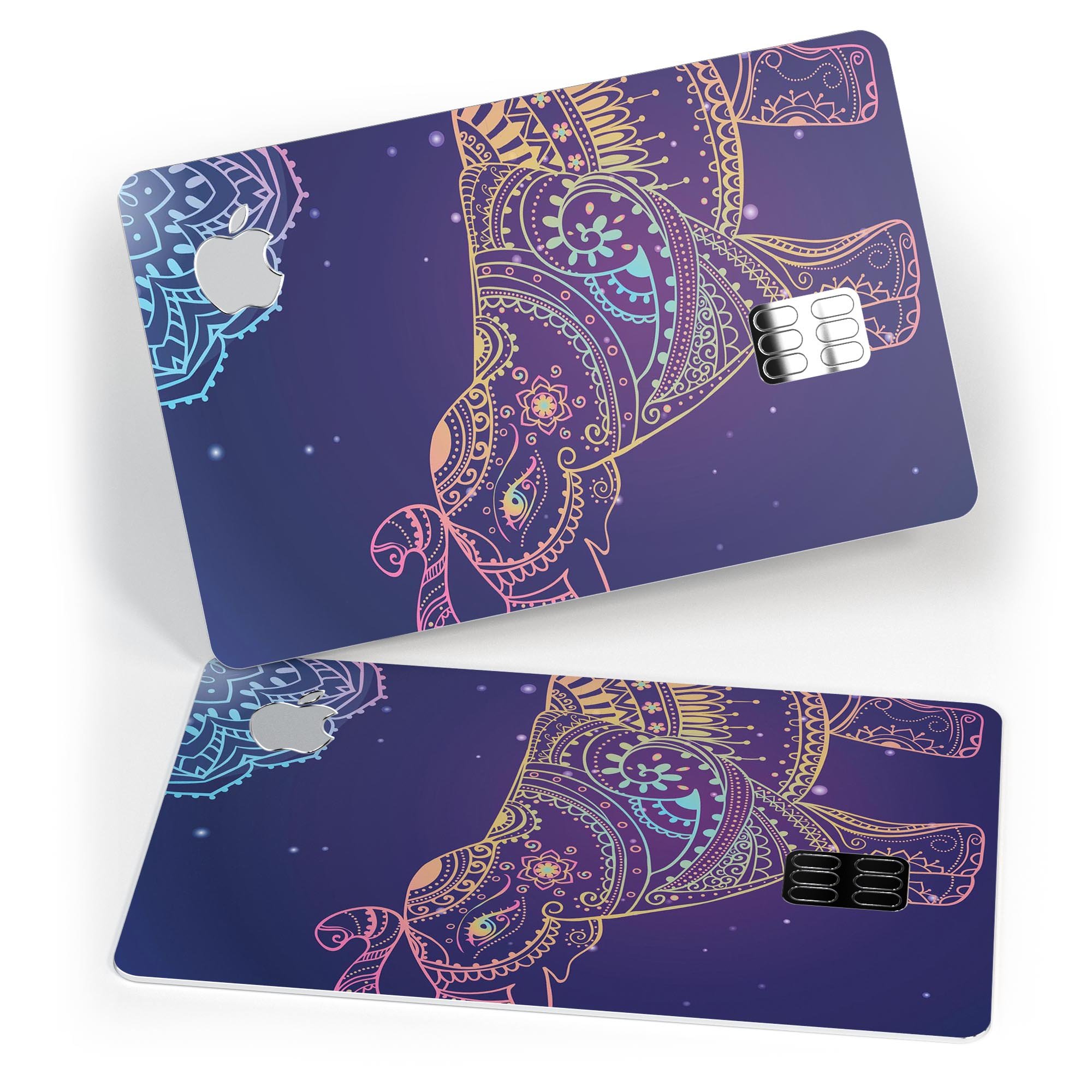 Colorful Sacred Elephant decal skin for Apple Card, showcasing vibrant design and premium quality.