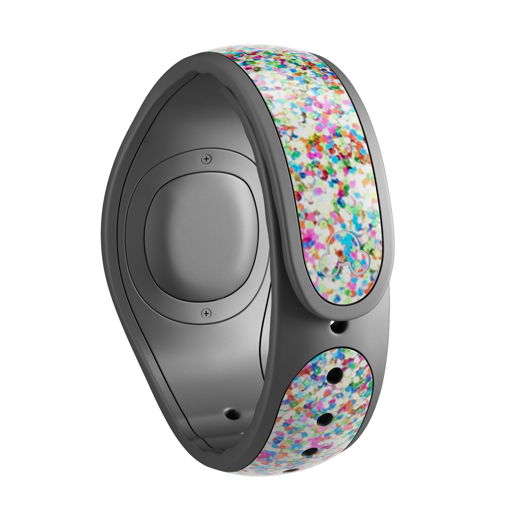 Colorful small sprinkles decal skin wrap kit for Disney Magic Band, showcasing vibrant colors and trendy design.