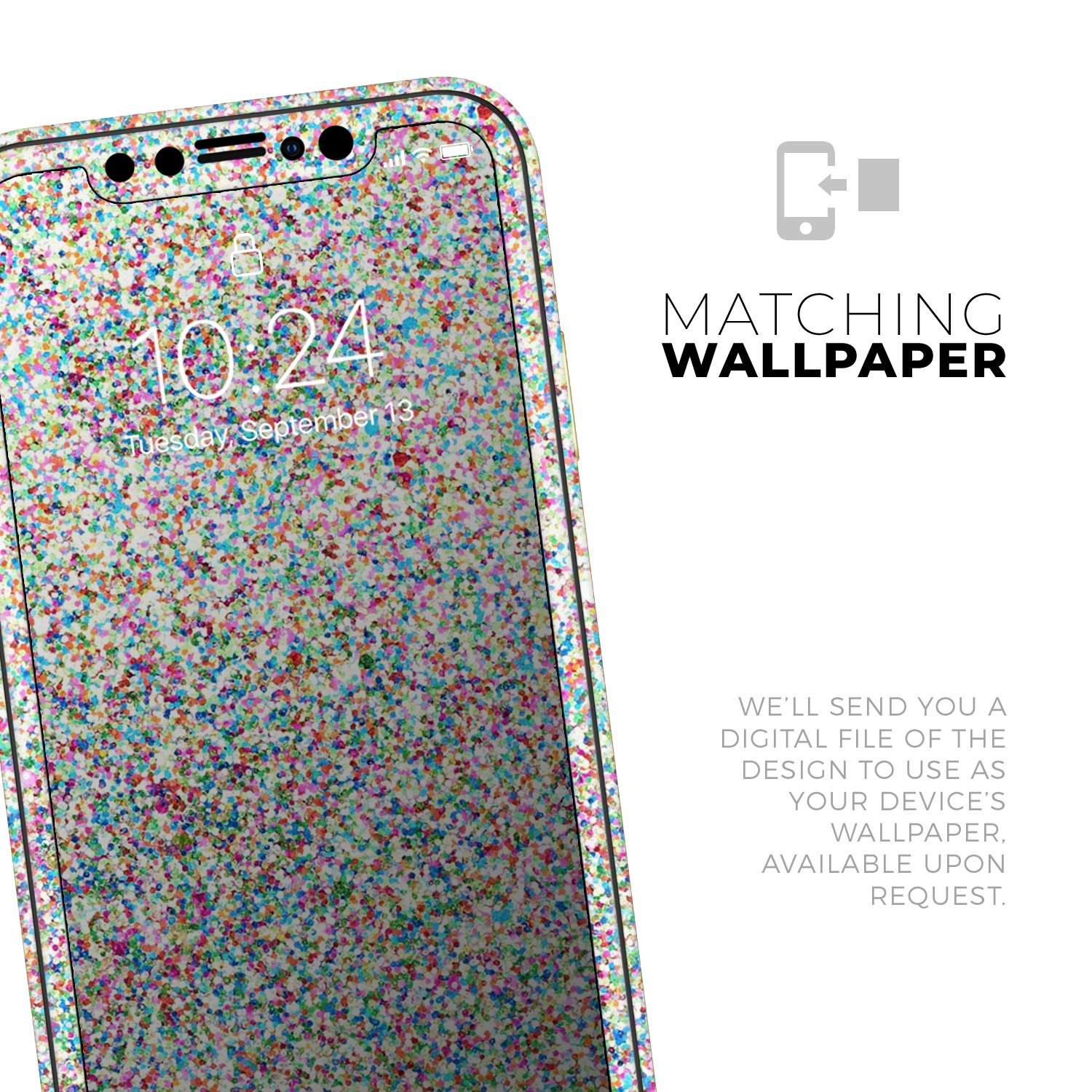 Colorful Small Sprinkles skin for Apple iPhone, showcasing vibrant colors and a sleek design.