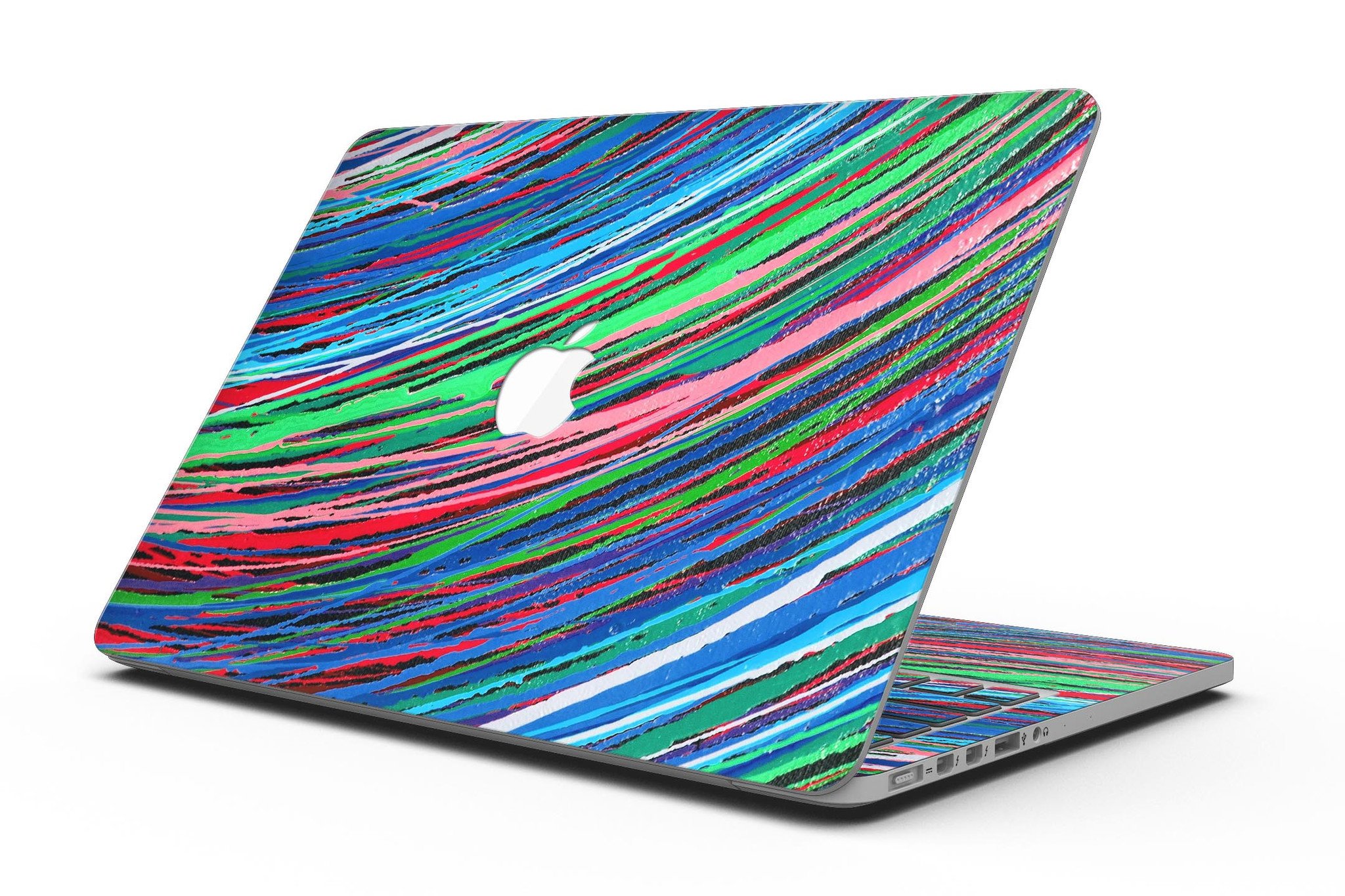 Colorful Strokes full-coverage skin for MacBook Pro with Retina Display, showcasing vibrant designs and a perfect fit.