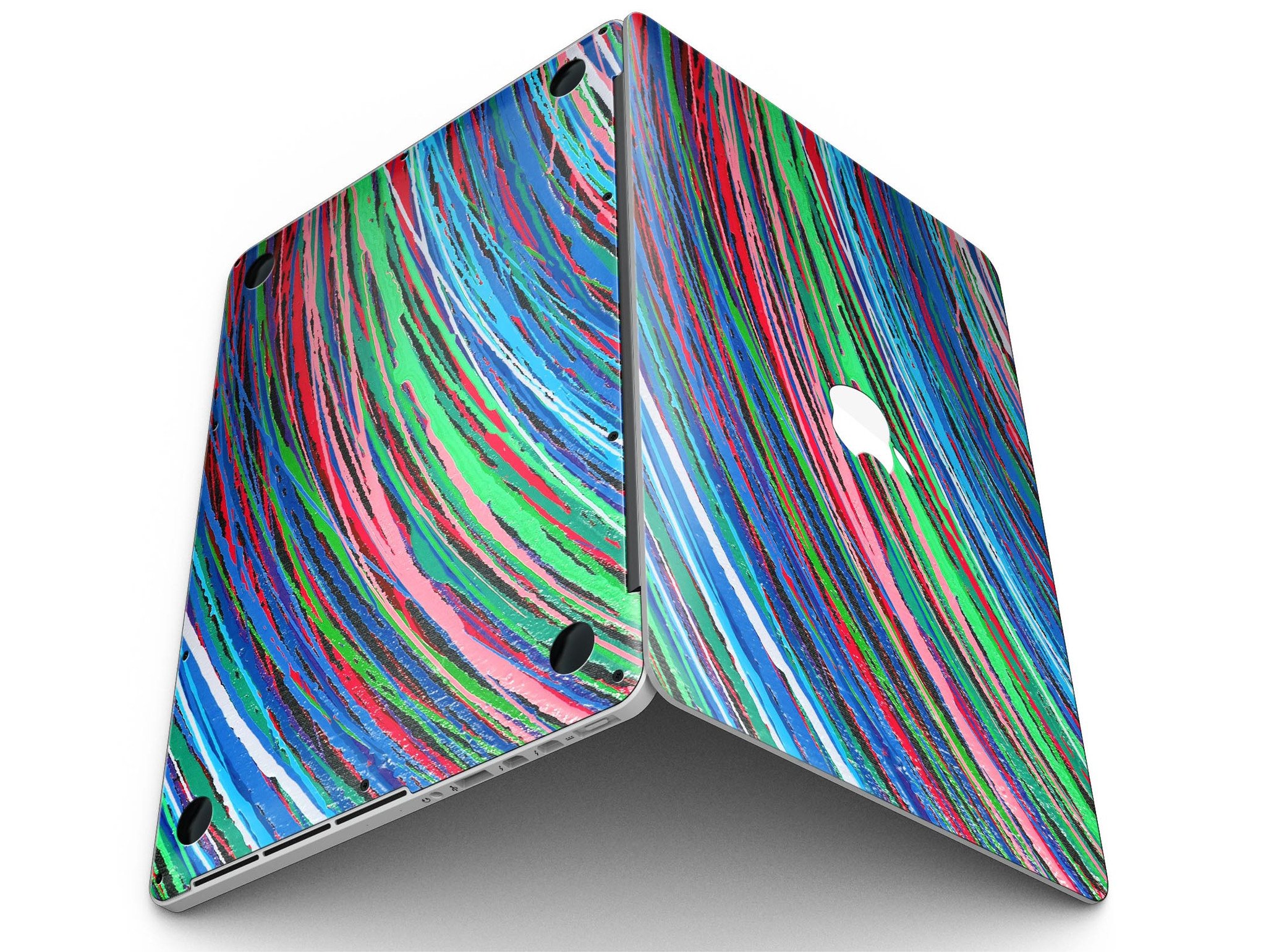 Colorful Strokes full-coverage skin for MacBook Pro with Retina Display, showcasing vibrant designs and a perfect fit.