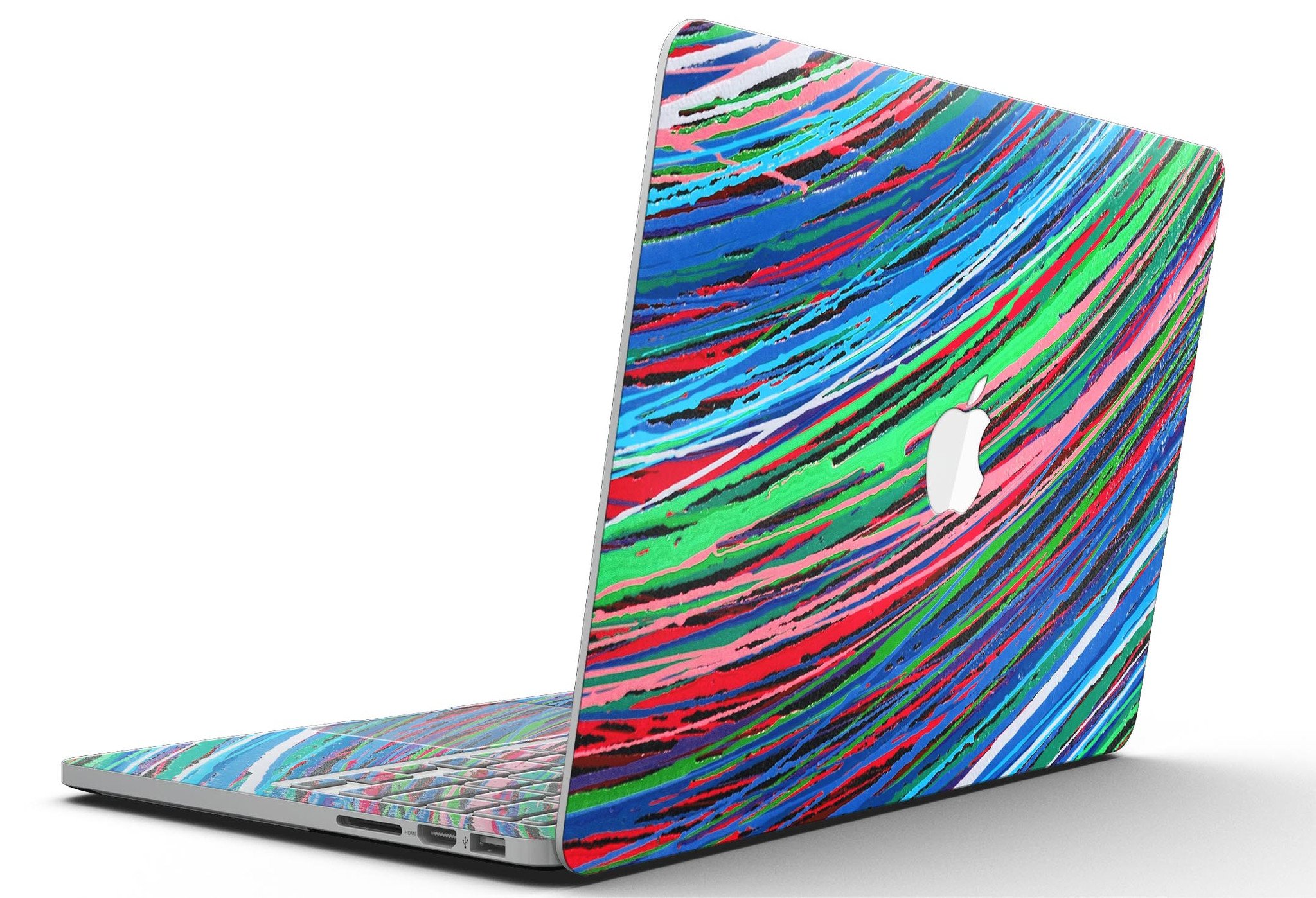 Colorful Strokes full-coverage skin for MacBook Pro with Retina Display, showcasing vibrant designs and a perfect fit.