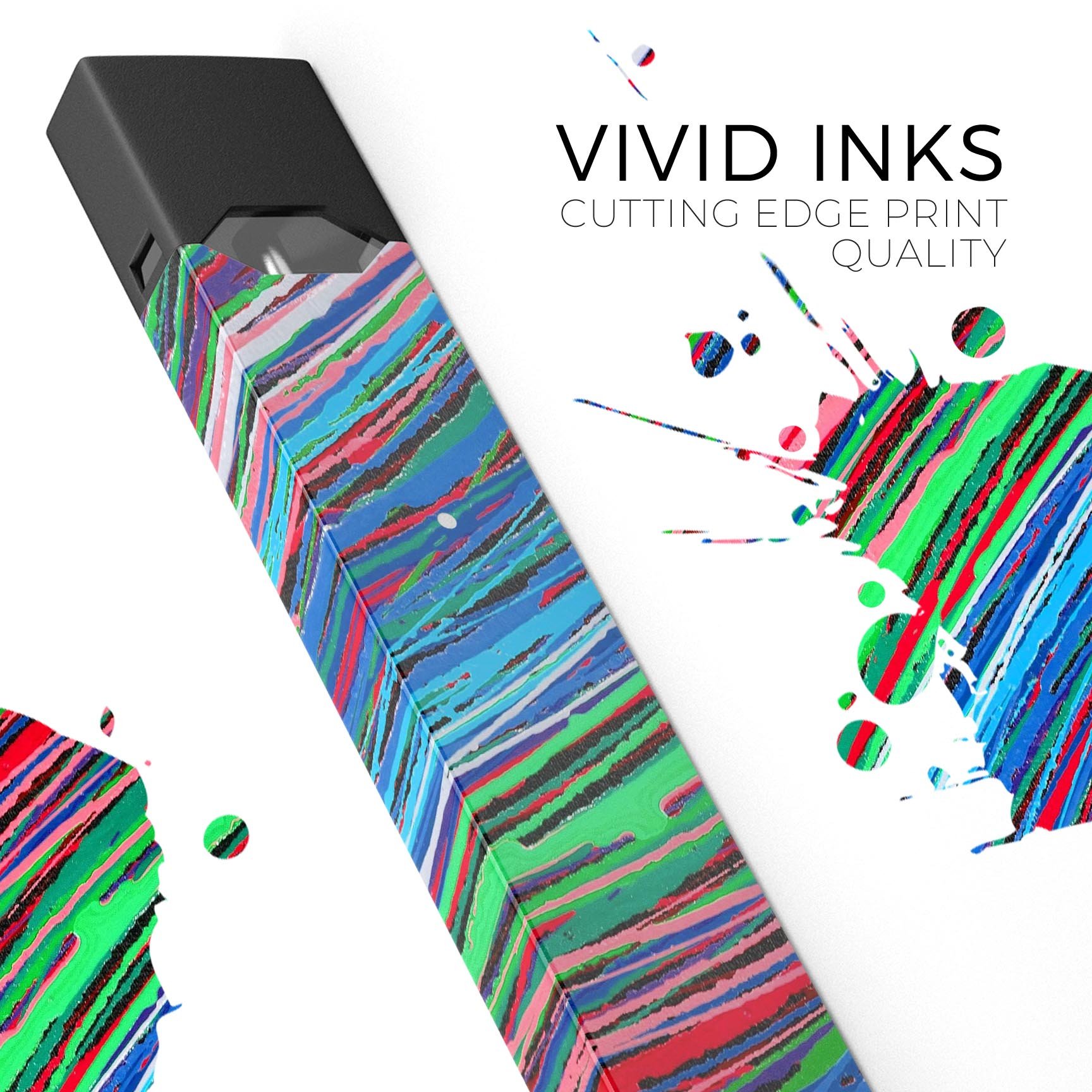 Colorful Strokes premium decal skin-wrap sticker for JUUL device, showcasing vibrant designs and protective features.