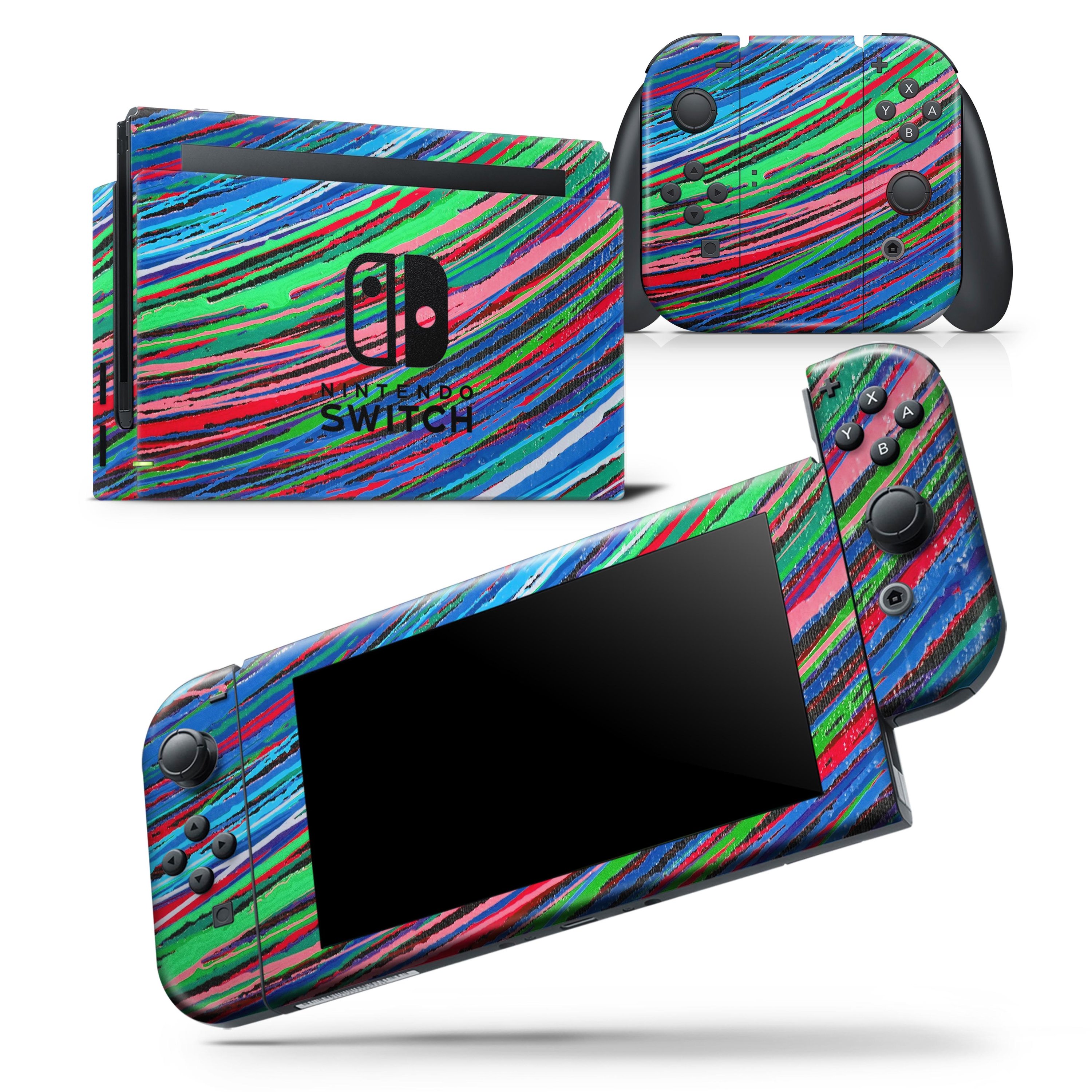 Colorful Strokes skin wrap decal for Nintendo Switch Lite, showcasing vibrant design and premium vinyl material.