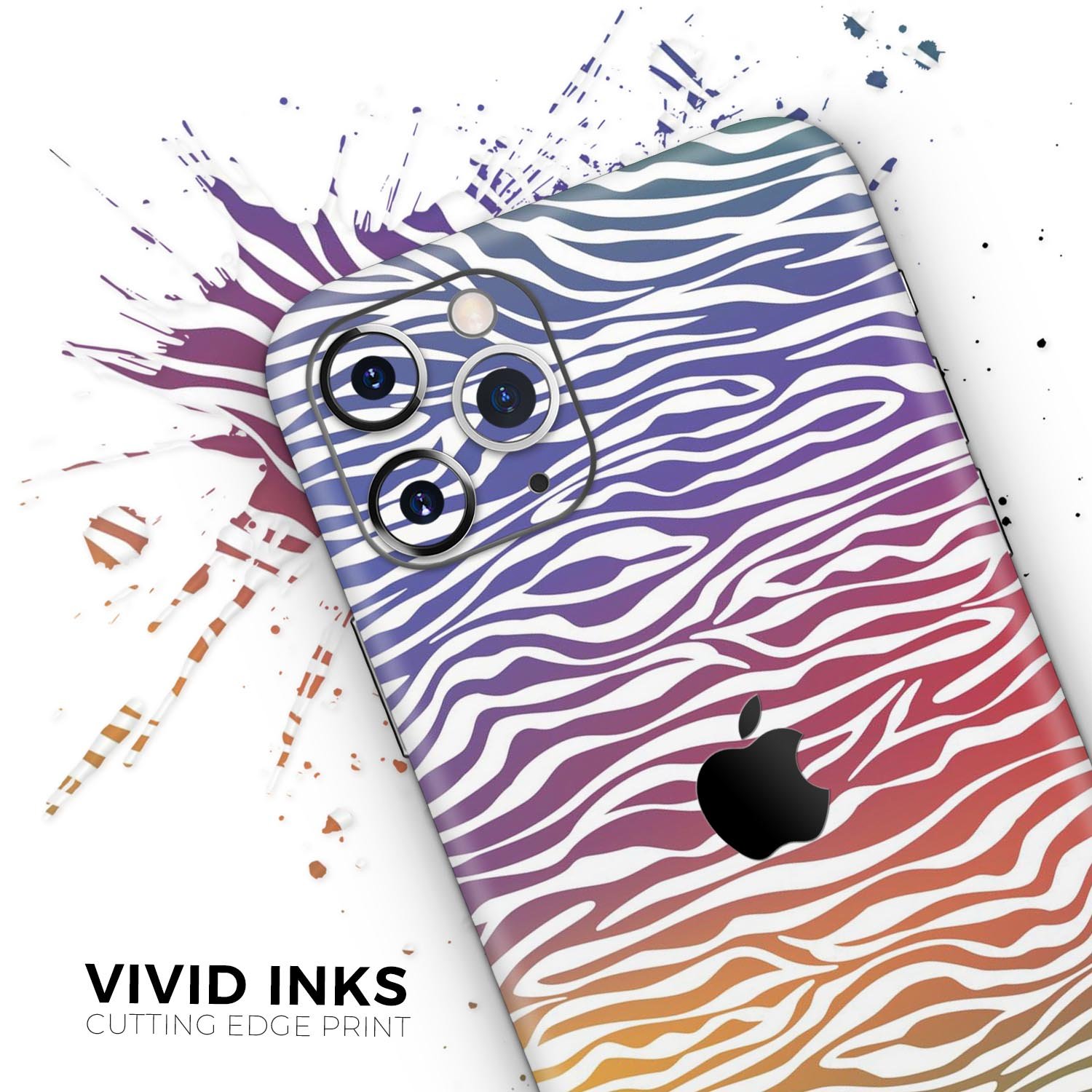 Colorful Vector Zebra Animal Print Skin-Kit for iPhone 11, showcasing vibrant design and premium vinyl material.