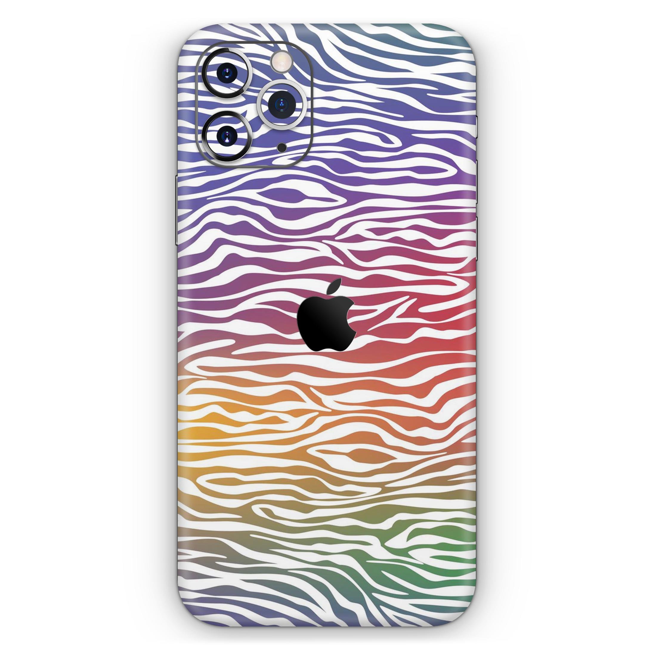 Colorful Vector Zebra Animal Print Skin-Kit for iPhone 11, showcasing vibrant design and premium vinyl material.