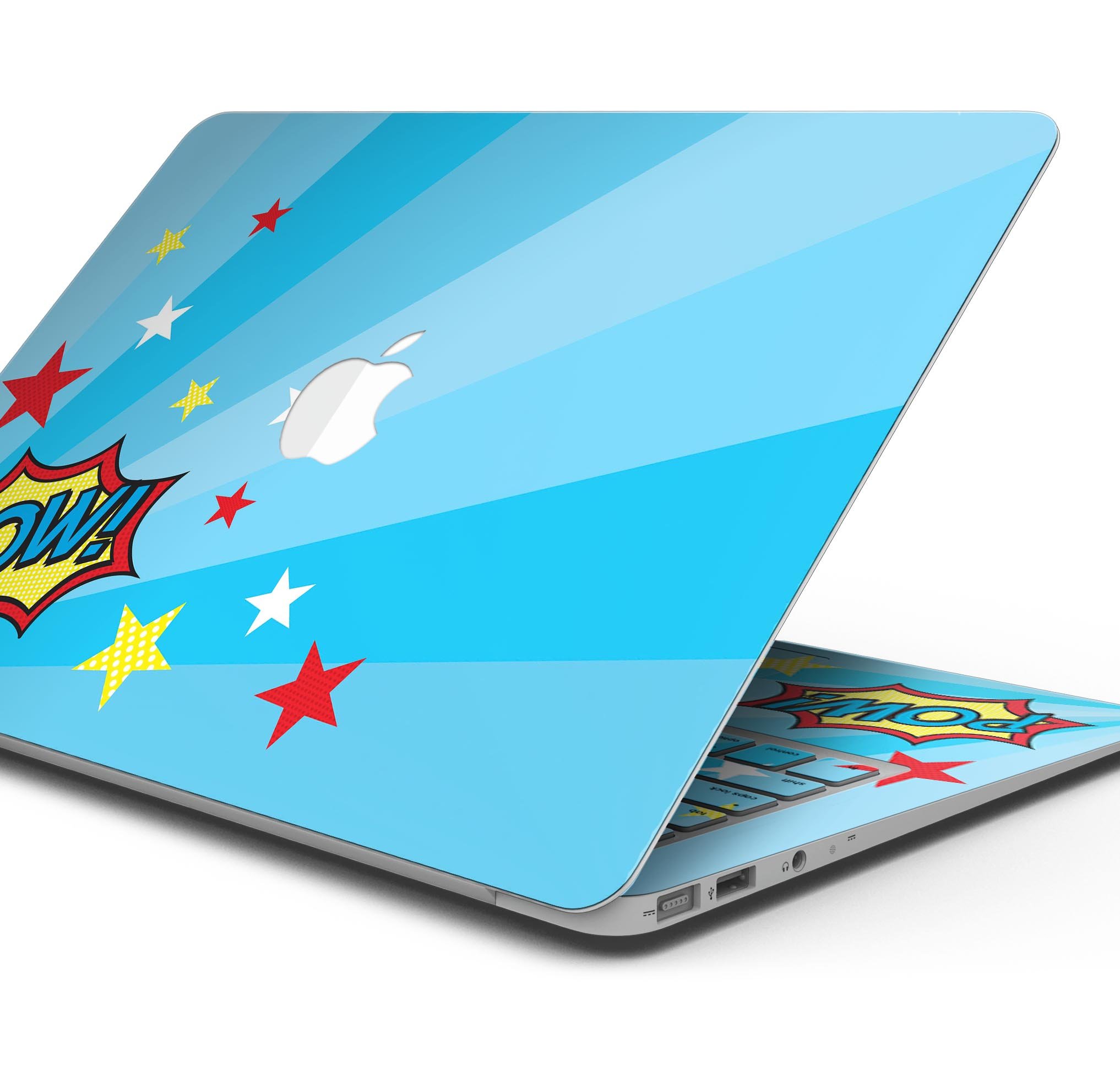 Comic Book Actions V5 Skin Decal Wrap Kit for Apple MacBook, showcasing vibrant comic book design and premium vinyl material.