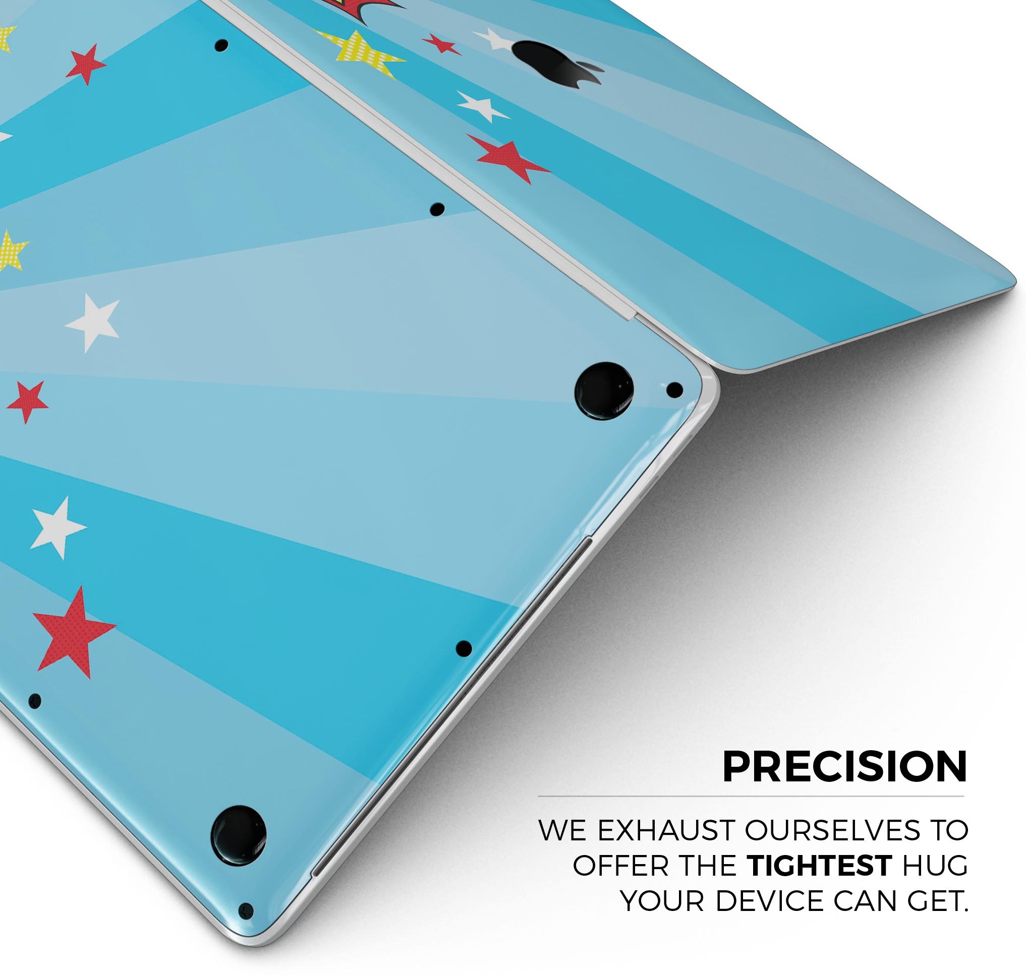 Comic Book Actions V5 Skin Decal Wrap Kit for Apple MacBook, showcasing vibrant comic book design and premium vinyl material.